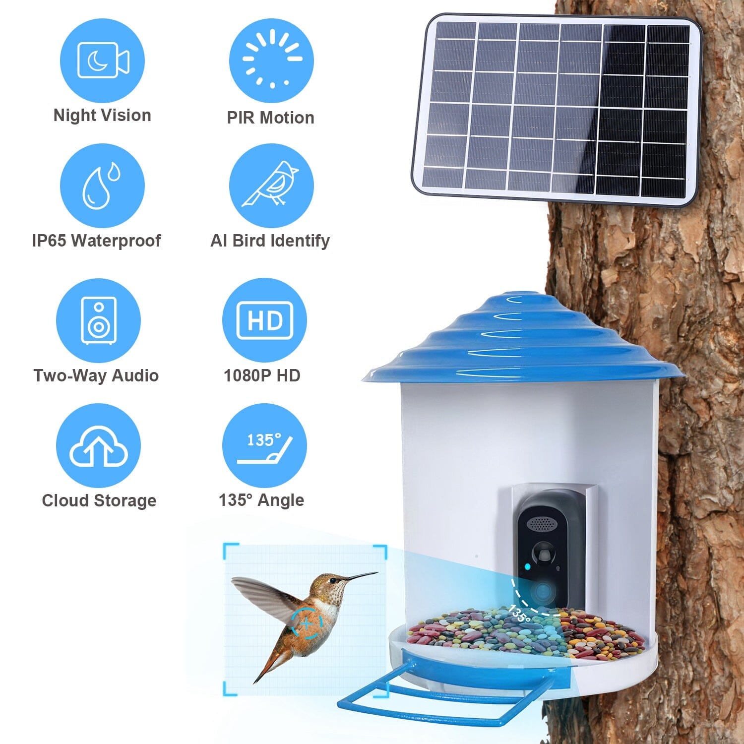 Smart Bird Feeder with Solar Powered Camera 1080P HD AI Identify PIR Huge Surprise Cheap Online