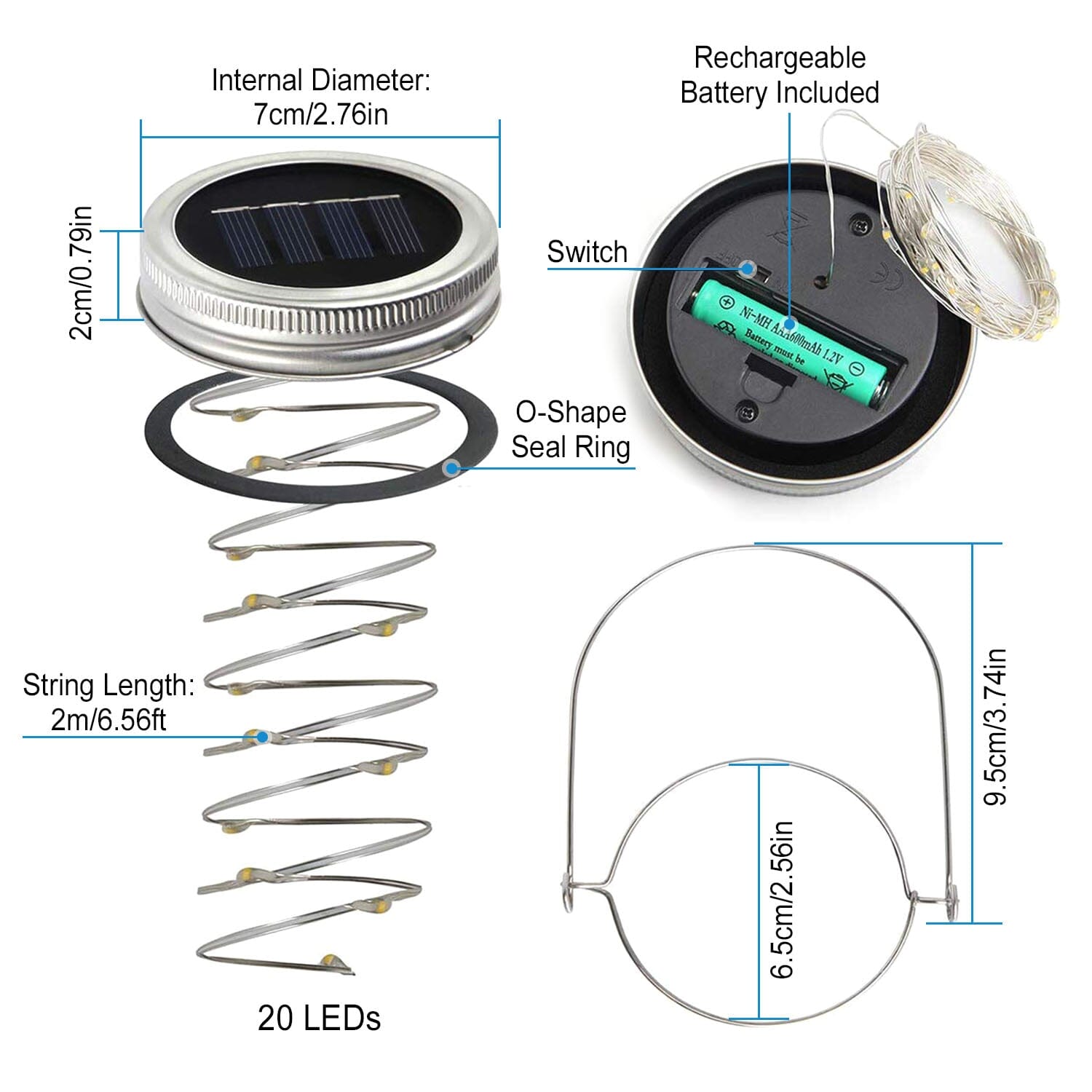 6-Pieces: Solar Powered Mason Jar Lid Lights 20 LEDs Visit Online