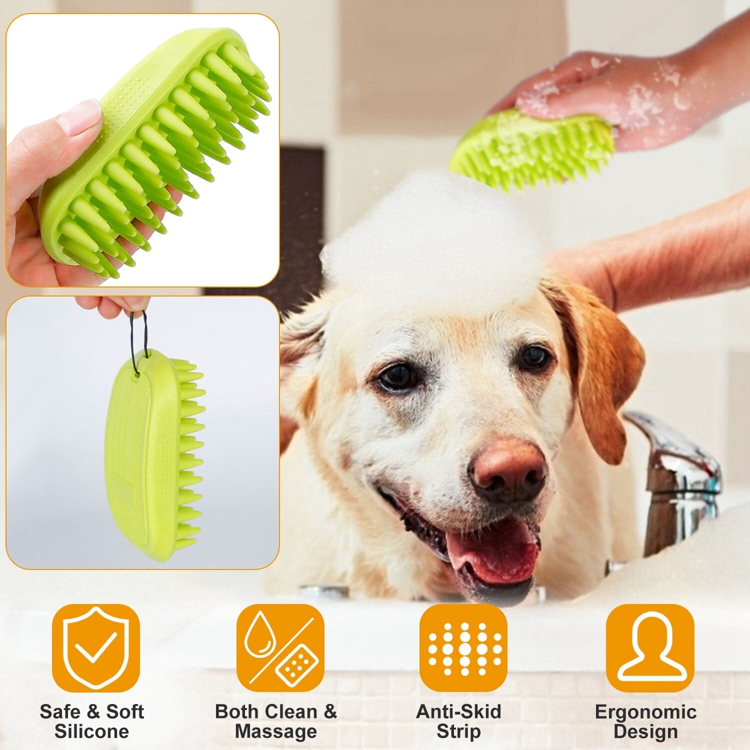 Dog Bath Brush Anti-Skid Pet Grooming Shower Silicone Massage Comb Cheap Extremely