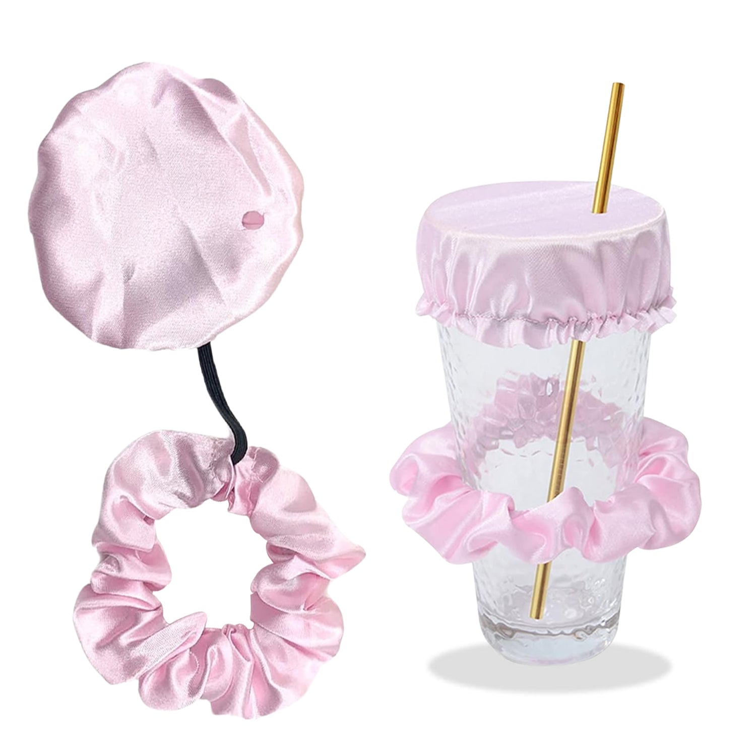 Reusable Anti-Spike Scrunchie Drink Mug Glass Cover Cap Headband with Straw Hole for Covering Drinks Party, Club, Disco Fashion Style Online