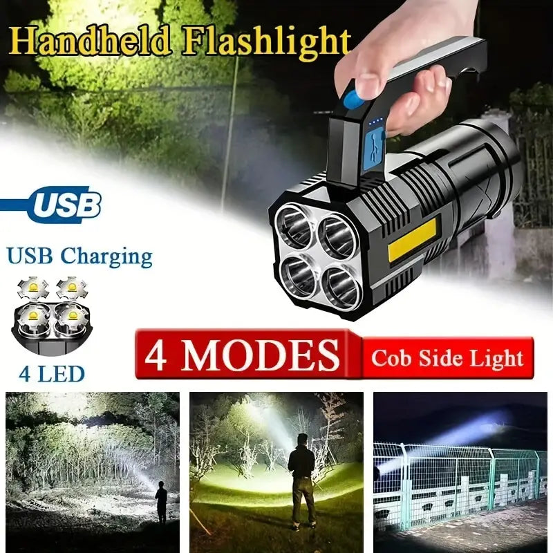 Tactical LED Flashlight, 800mAh Rechargeable Via USB, High-Power Light With 4-Mode Output Outlet Exclusive