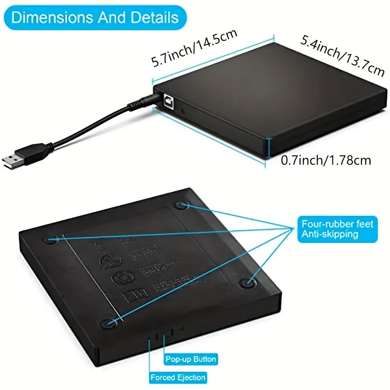 USB 2.0 Slim Protable External CD-RW Drive DVD-RW Burner Writer Player Recommend Sale Online