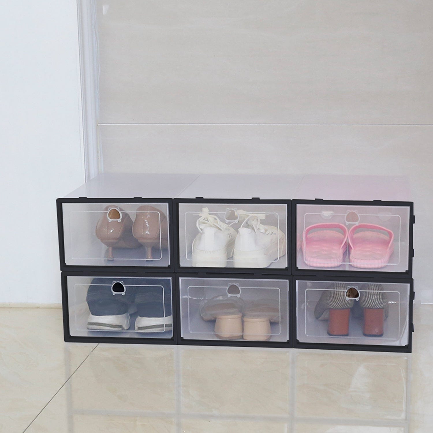 Stackable Shoe Storage Bin Transparent Dustproof Cheap Pice