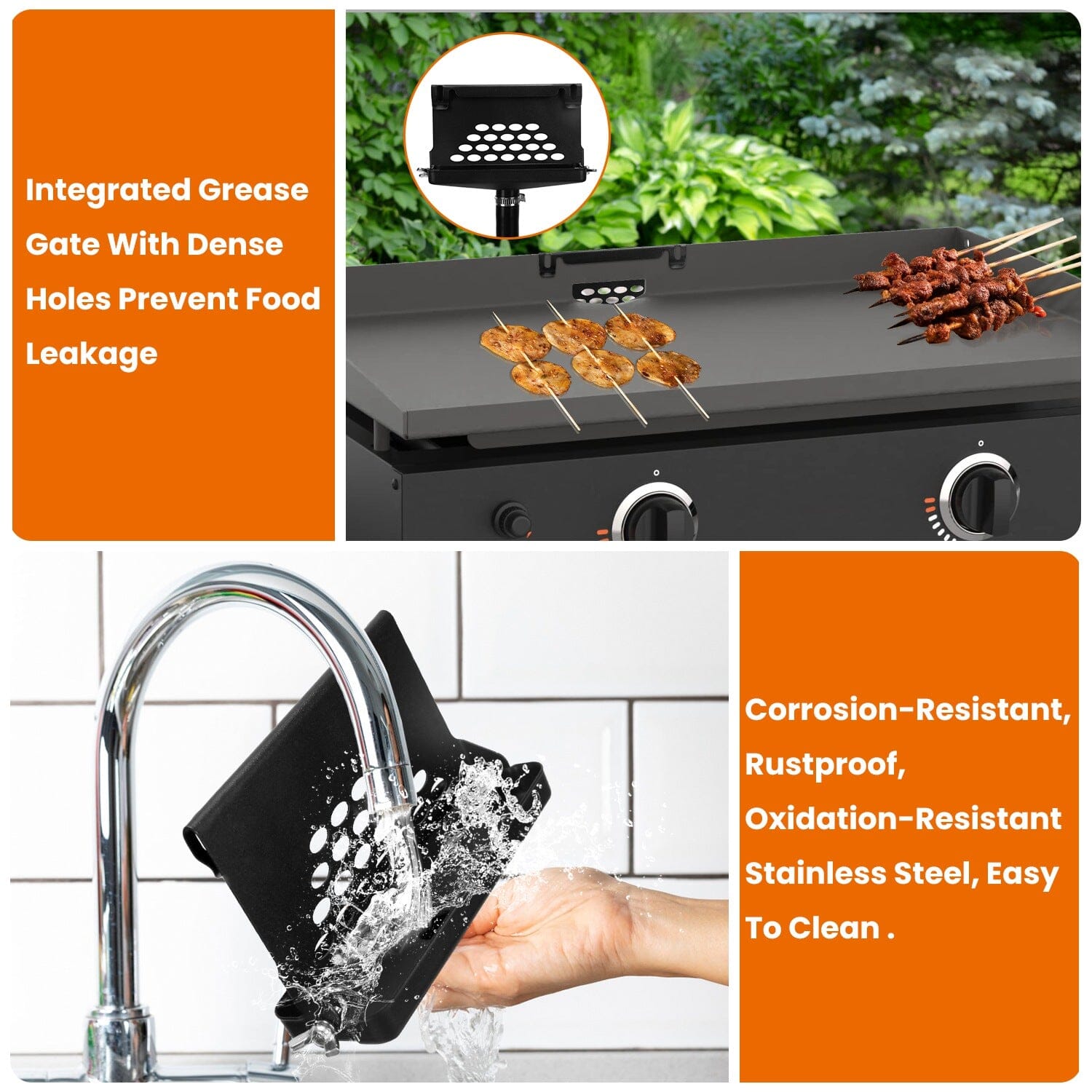 Blackstone Griddle Grease Catcher with  Heat Resistant Hose Stainless Steel Online Online Free Shipping