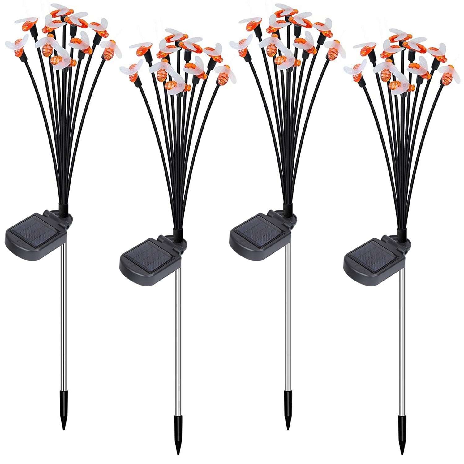 4-Pack: Solar Powered Stake Bee Light 2 Lighting Mode Lifelike Firefly Genuine For Sale