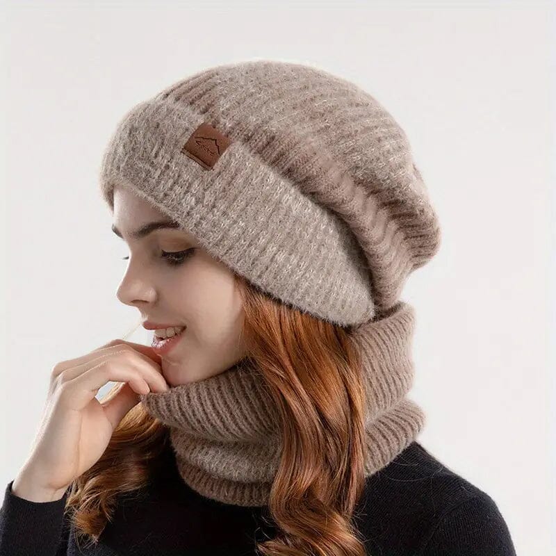 2-Pieces: Two-Tone Warm Knit Winter Hat Clearance Extremely