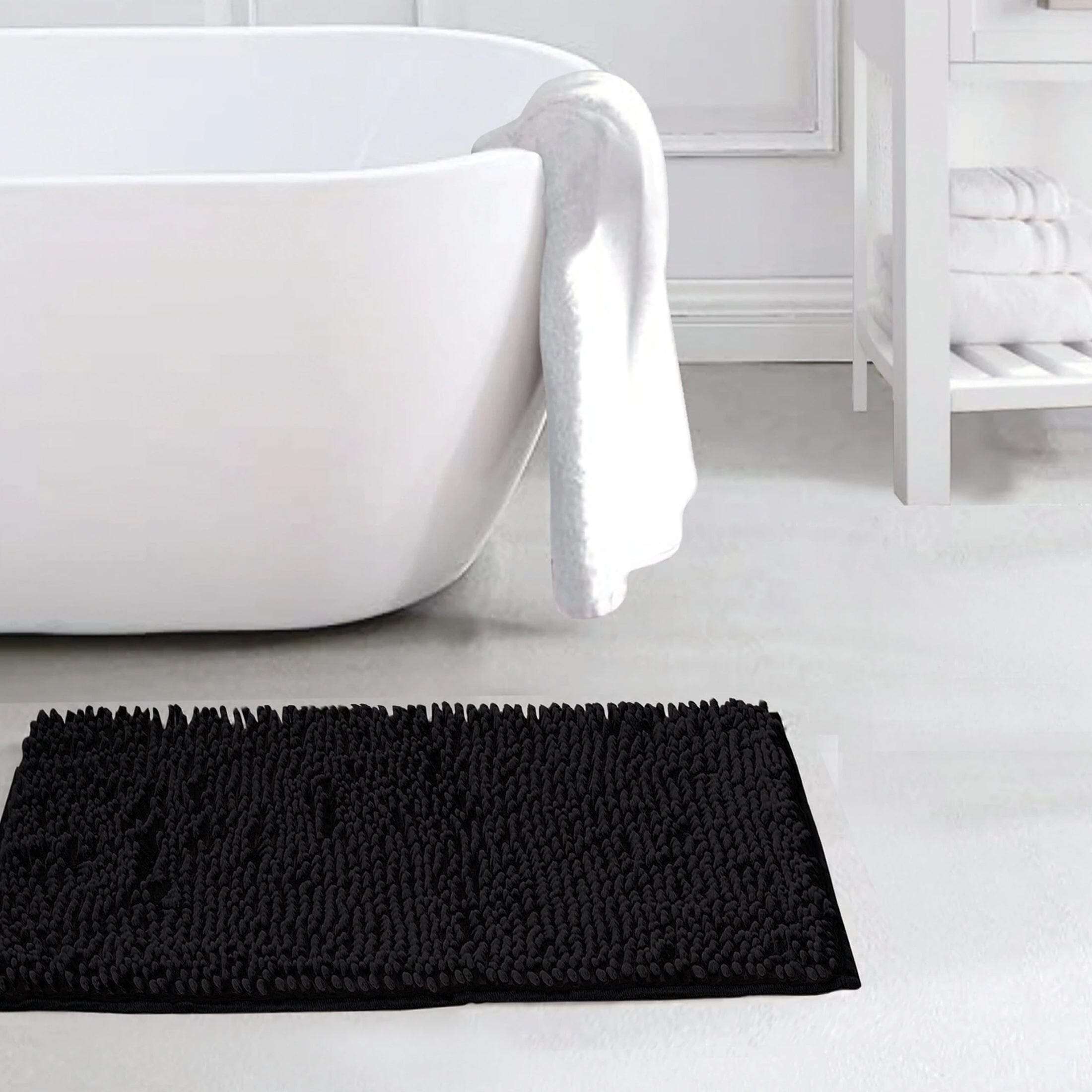 Slip-Resistant Shag Anna Chenille Soft Absorbent Bath Mat Bathroom Rug 17 x 24 Get Authentic For Sale