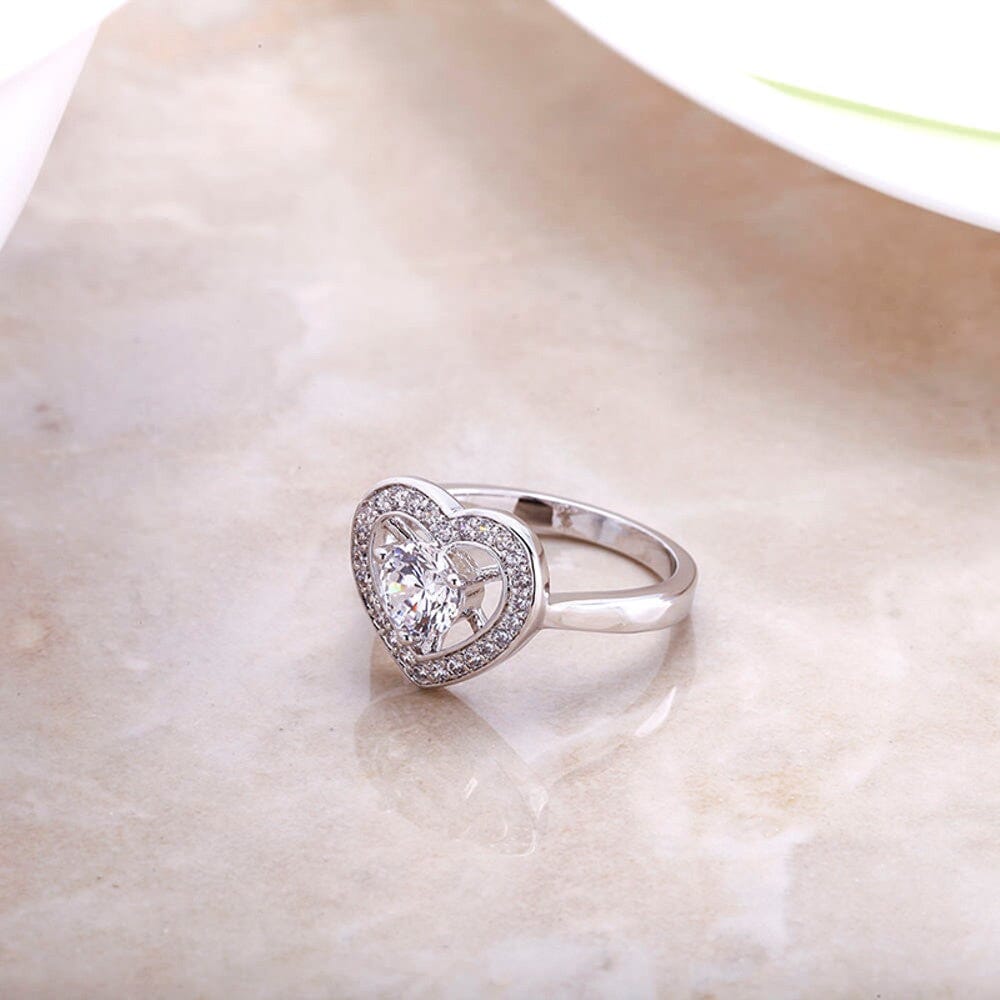 Ladies Cubic Zirconia Heart Ring Discount Best Pices