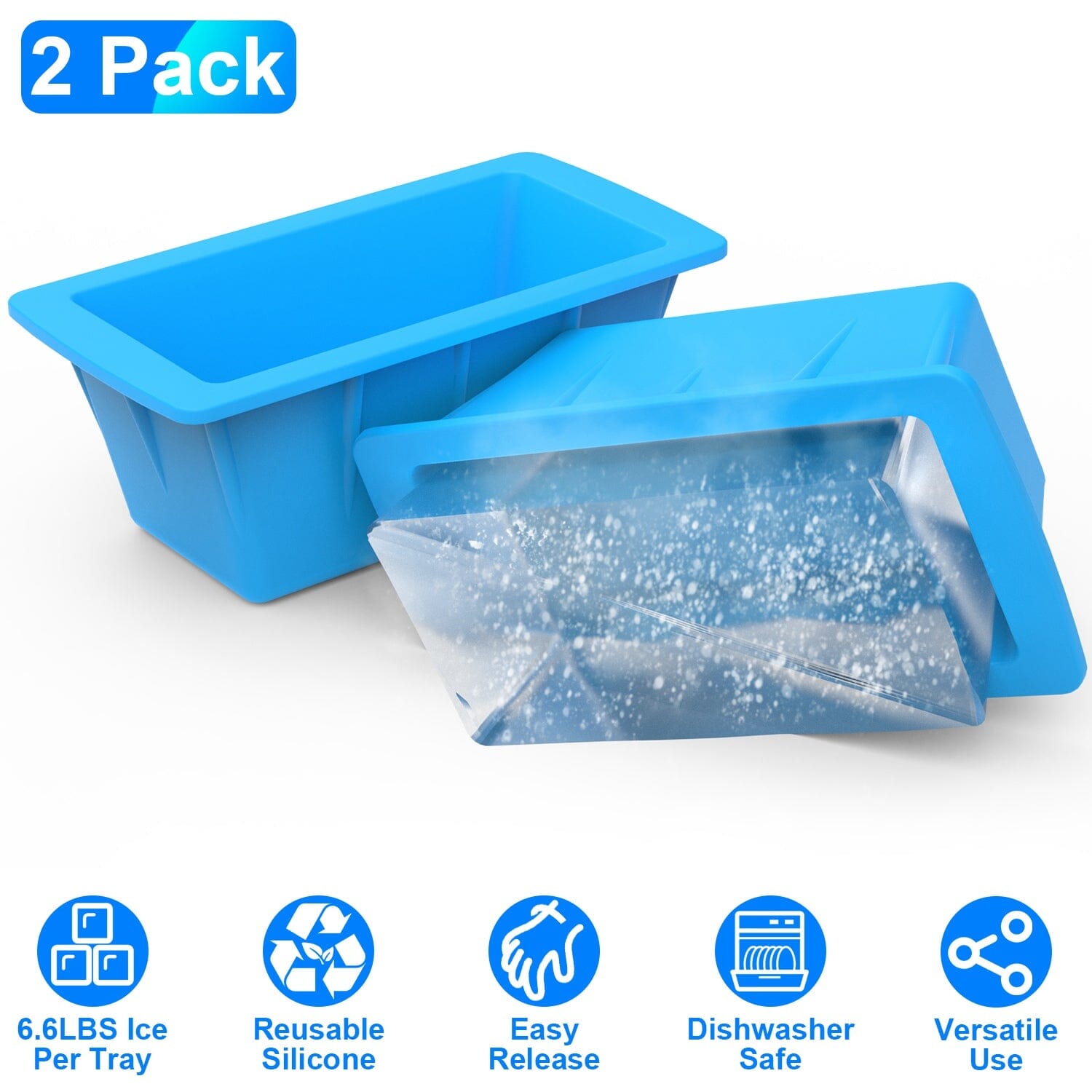 2-Pack: 6.6 lbs. Silicone Freezer Ice Block Molds Cheap Best Seller