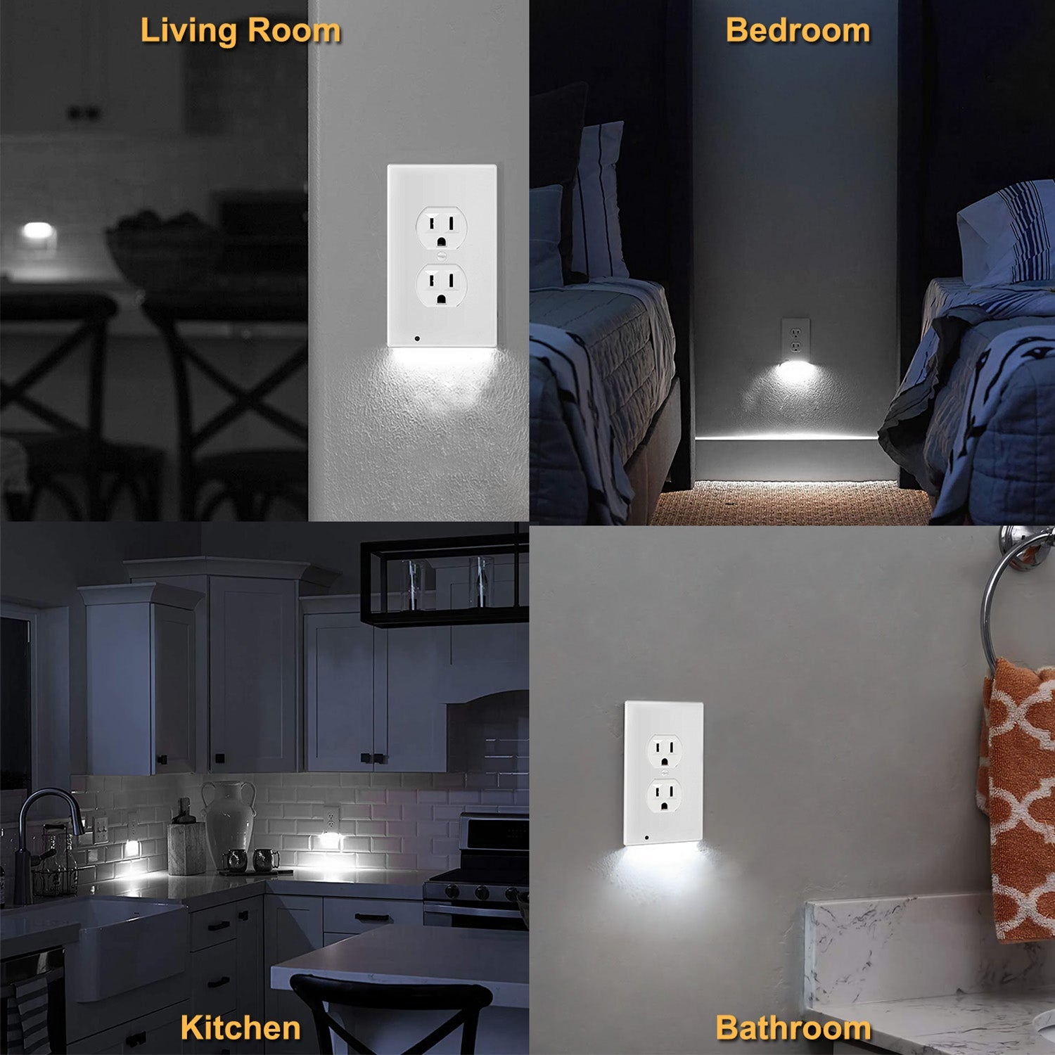 US Wall Outlet Cover Wall Plate with 3-LED Dusk To Down Sensor Night Lights For Sale Online