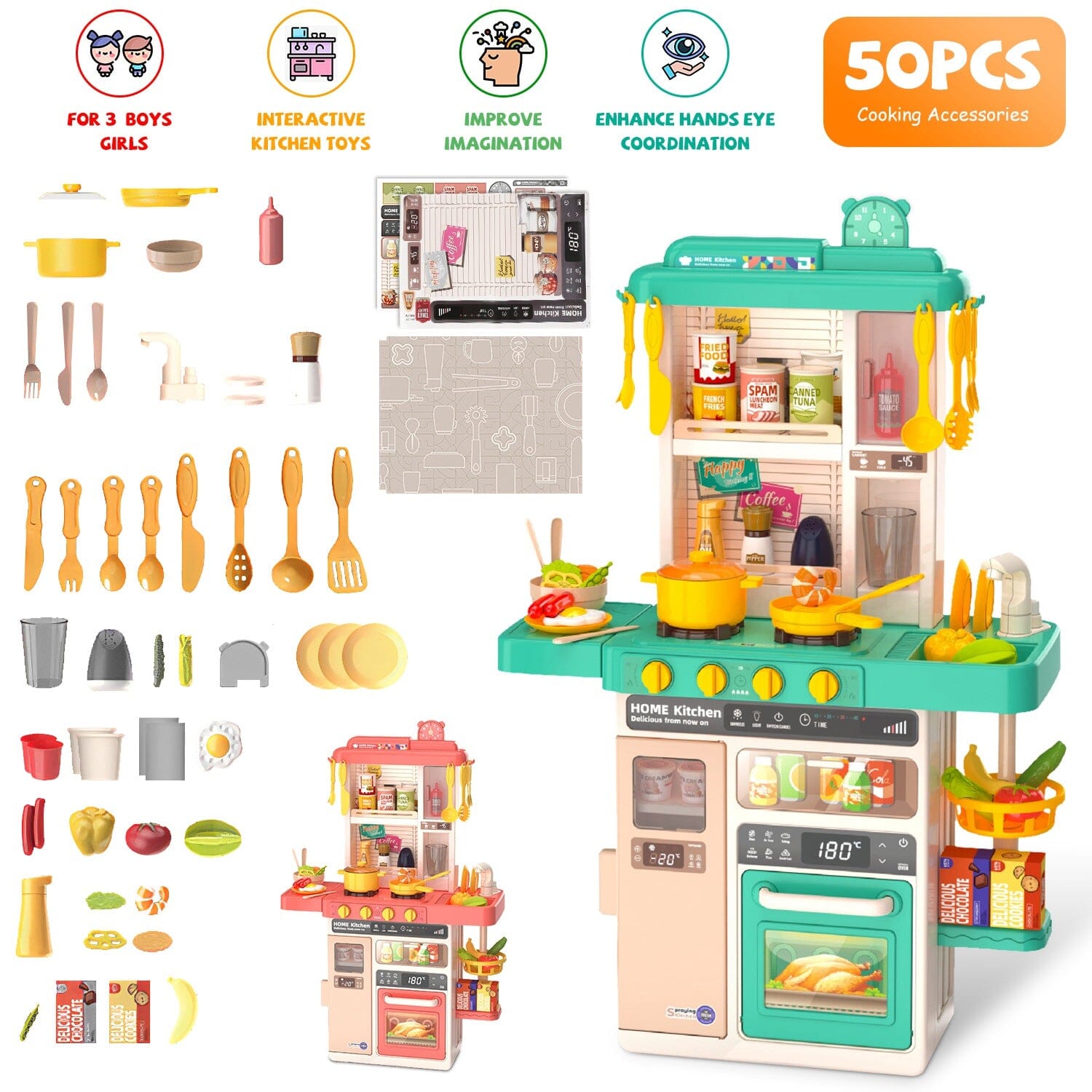 Kids Kitchen Play Set Interactive Pretend Kitchen Toys Cookware Pictures Online