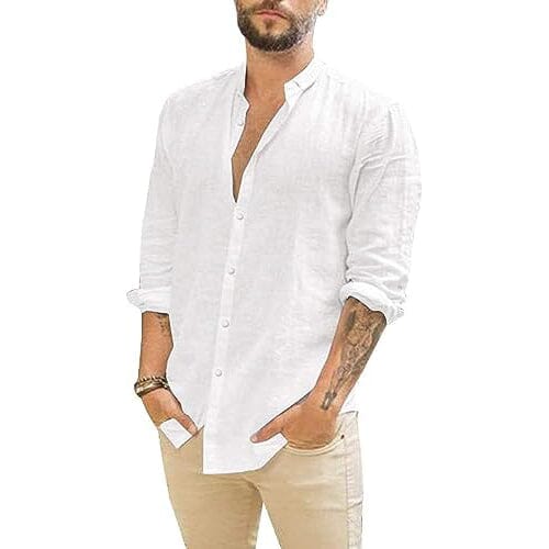 Mens Summer Casual Long Sleeve Cotton Linen T-Shirt Huge Surprise For Sale