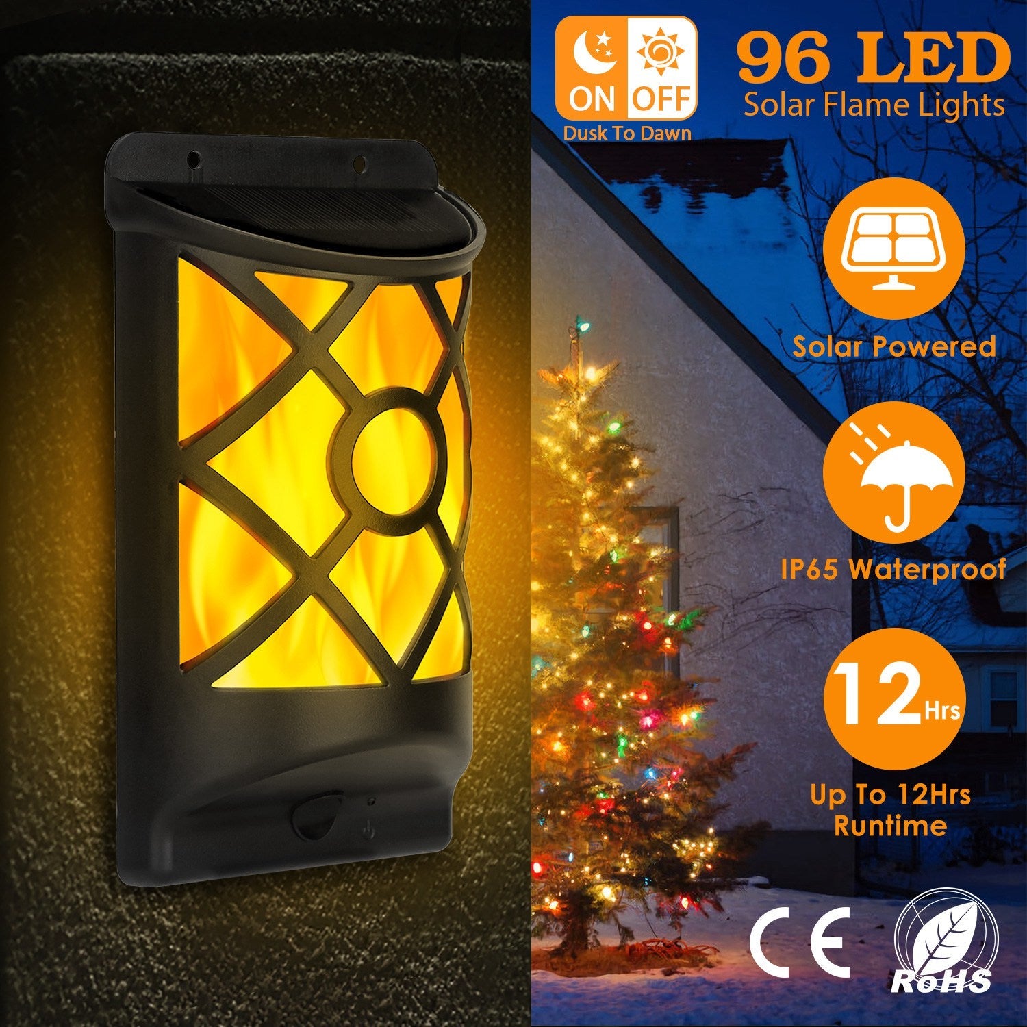 96 LEDs Waterproof Flame Solar Lights Outdoor Clearance Online Amazon