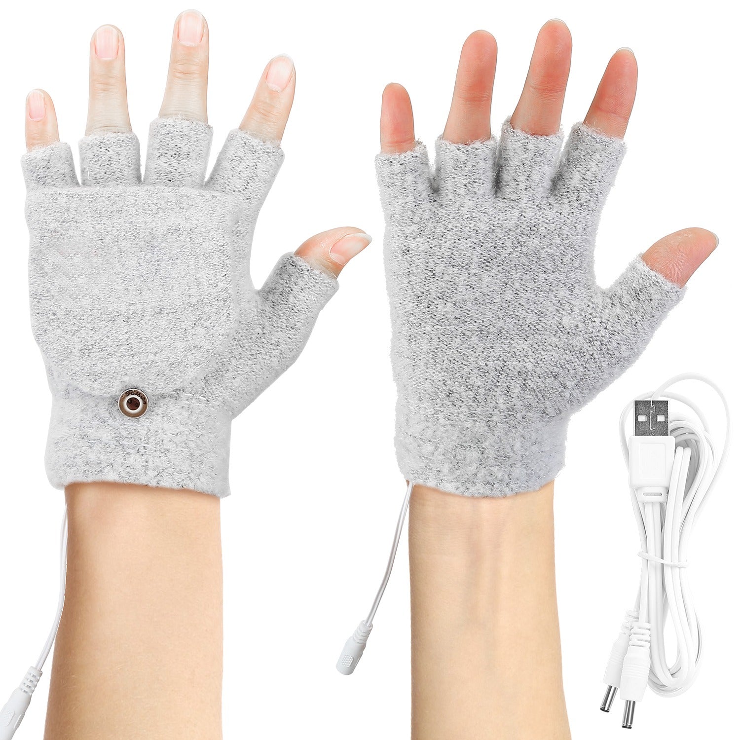 USB Wool Heated Half Fingerless Gloves Wiki Sale Online