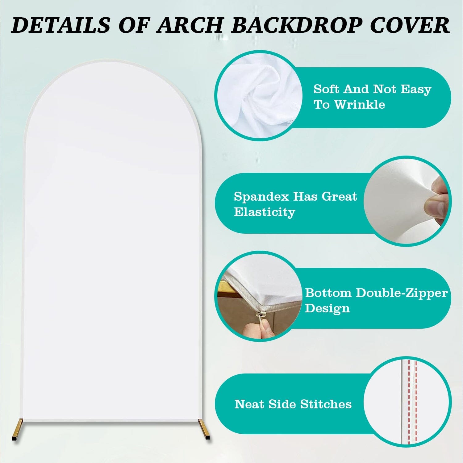 Arch Backdrop Stand Cover White Spandex Fitted Double-Sided Background Covering Cheap Pirce