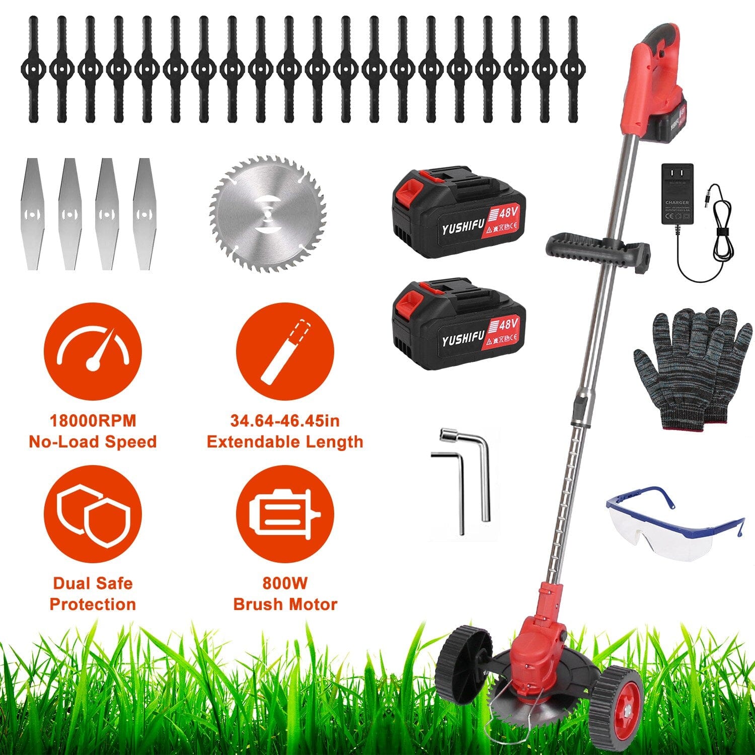 3-in-1 Electric Cordless Grass Wacker Battery Powered Grass Trimmer with Wheels Adjustable Head with 2-Pieces 2500mAh Batteries Really Cheap Shoes Online