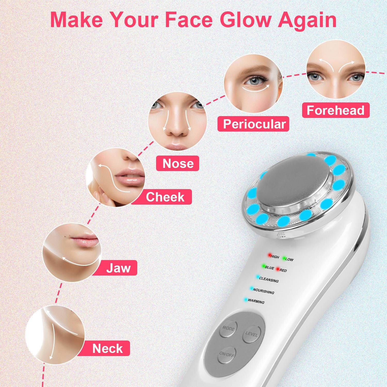 7-in-1 Facial Massager Ultrasonic High Frequency Face Lifting Machine In China Cheap Pice