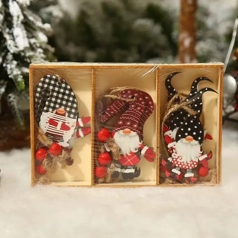 9-Pieces: Festive Christmas Wooden Hanging Box Original For Sale