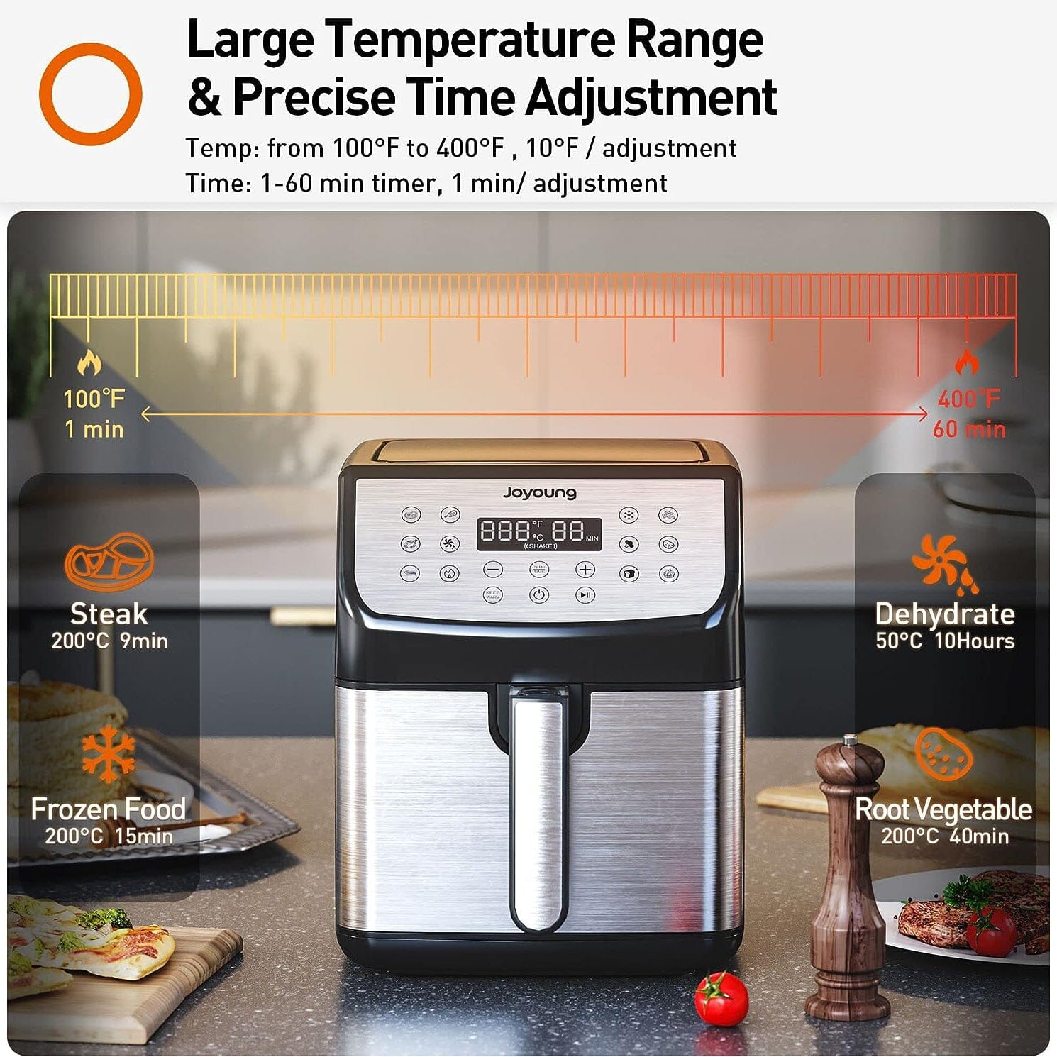 JOYOUNG Air Fryer 5.8QT Detachable Double Basket Air Fryer Free Shipping Online