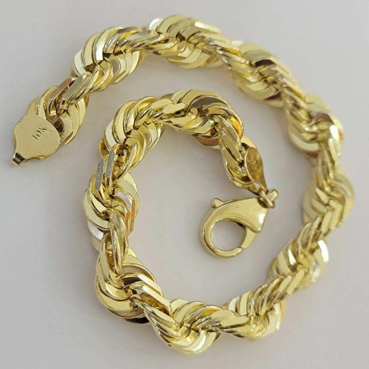 10k Yellow Gold Mens 6mm Diamond Cut Rope Genuine Italian Chain Link Bracelet 8 Clearance Outlet