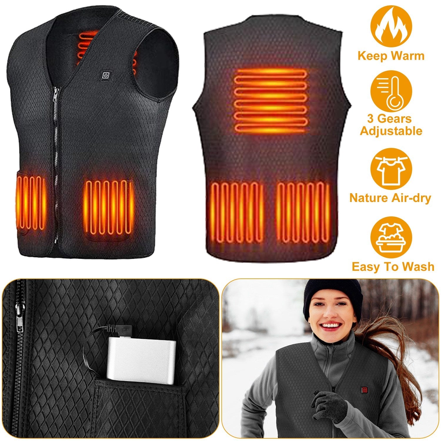 Heat Jacket Vest with 3 Adjustable Temperatures Sale Cheap Pices