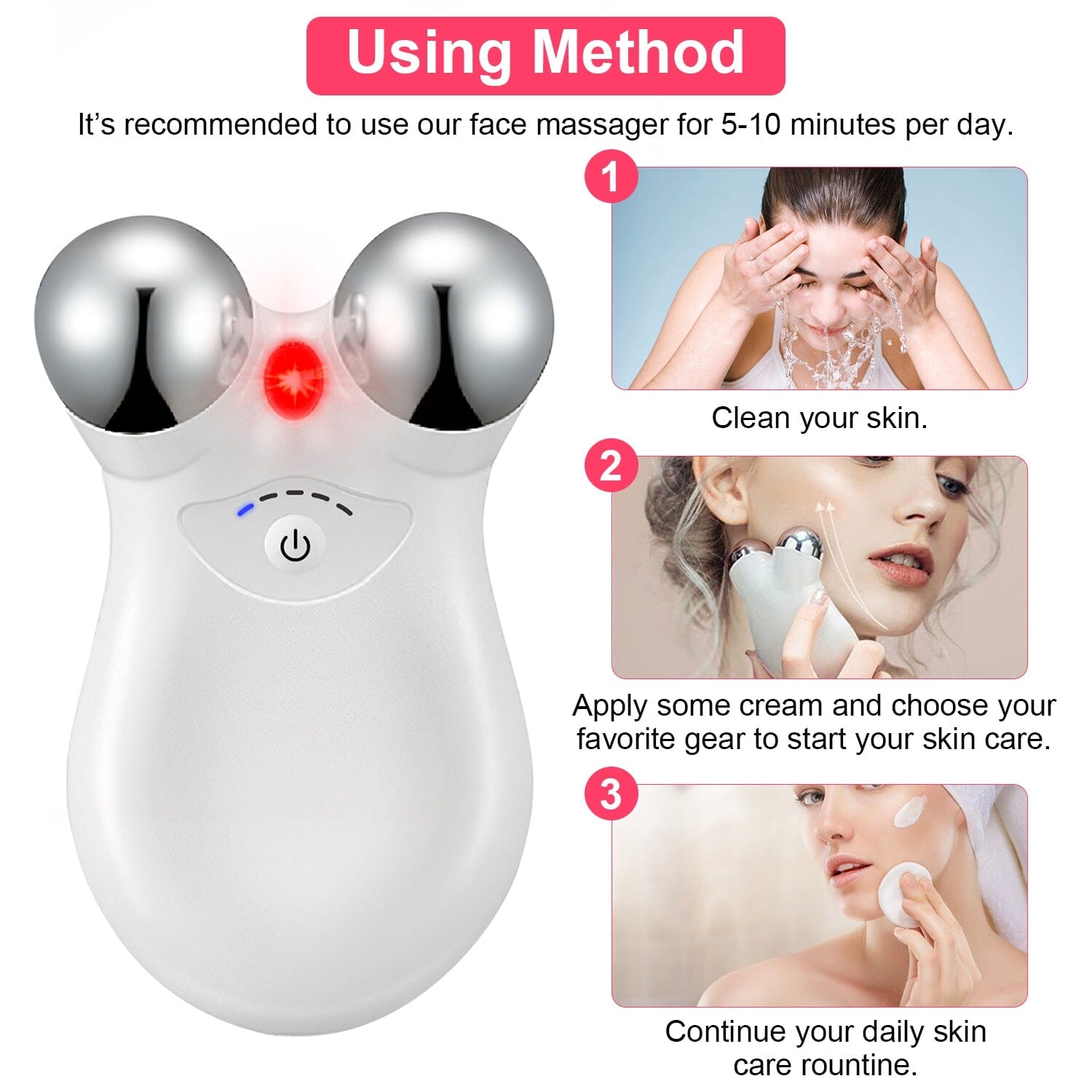 Micro-Current Face Massager Rechargeable Roller with 5 Gears Marketable