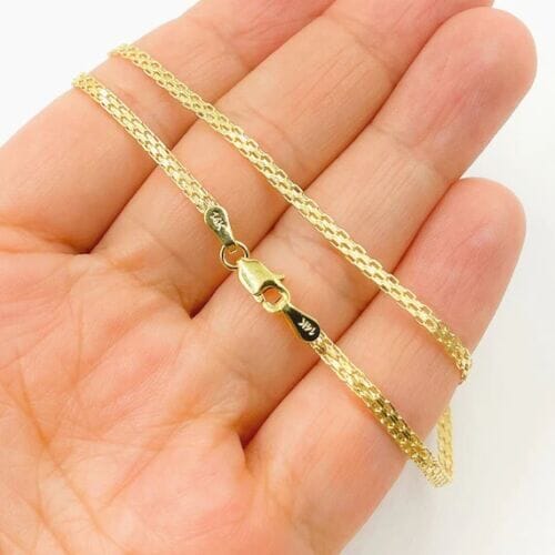 14K Yellow Solid Gold Round Bismark Chain Necklace 2.00mm New Arrival