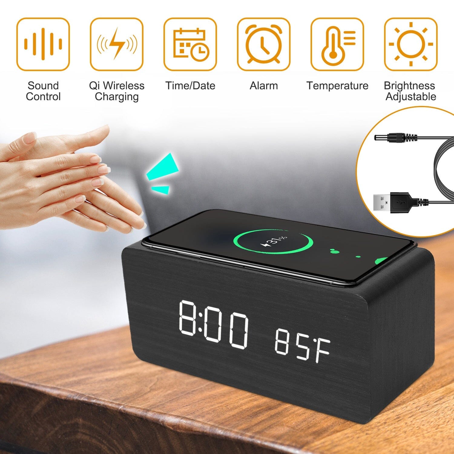 Qi Wireless Charger Digital Alarm Clock Sale Wholesale Pice