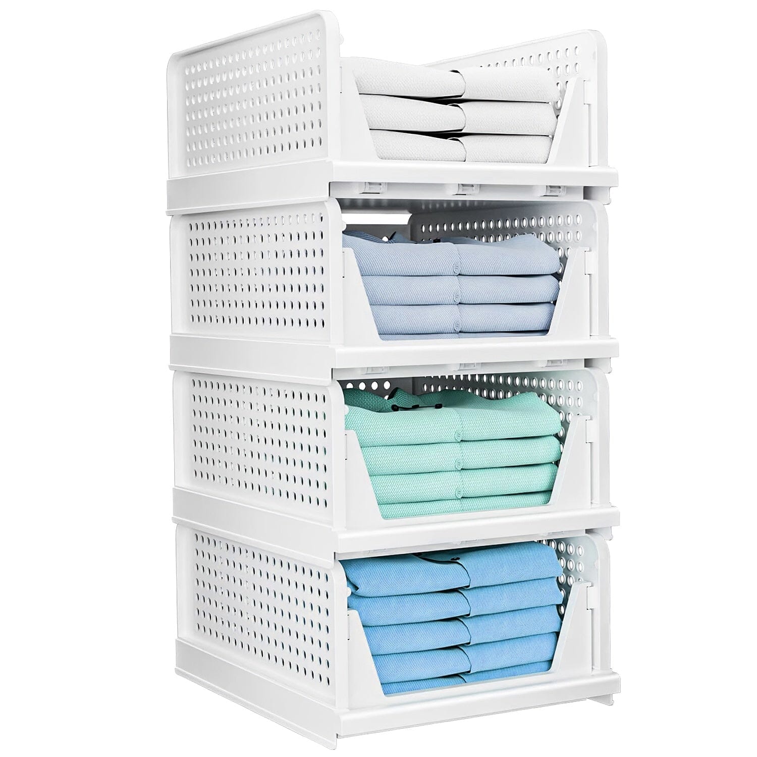 4-Packs: Plastic Storage Box Closet Organizer Foldable Storage with Slide Rail Push-Pull 2025 New