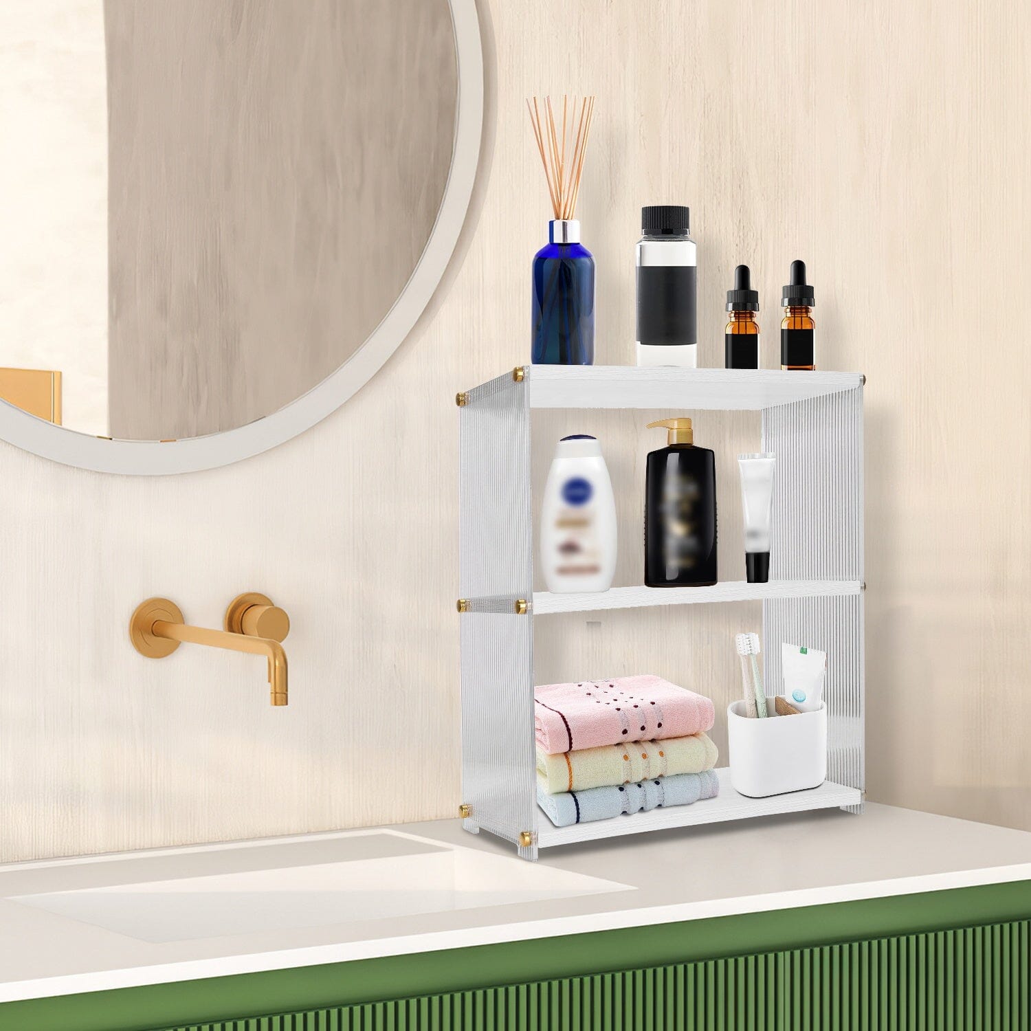 3-Tier: Acrylic Countertop Organizer Bathroom Wood Counter Storage Recommend Online