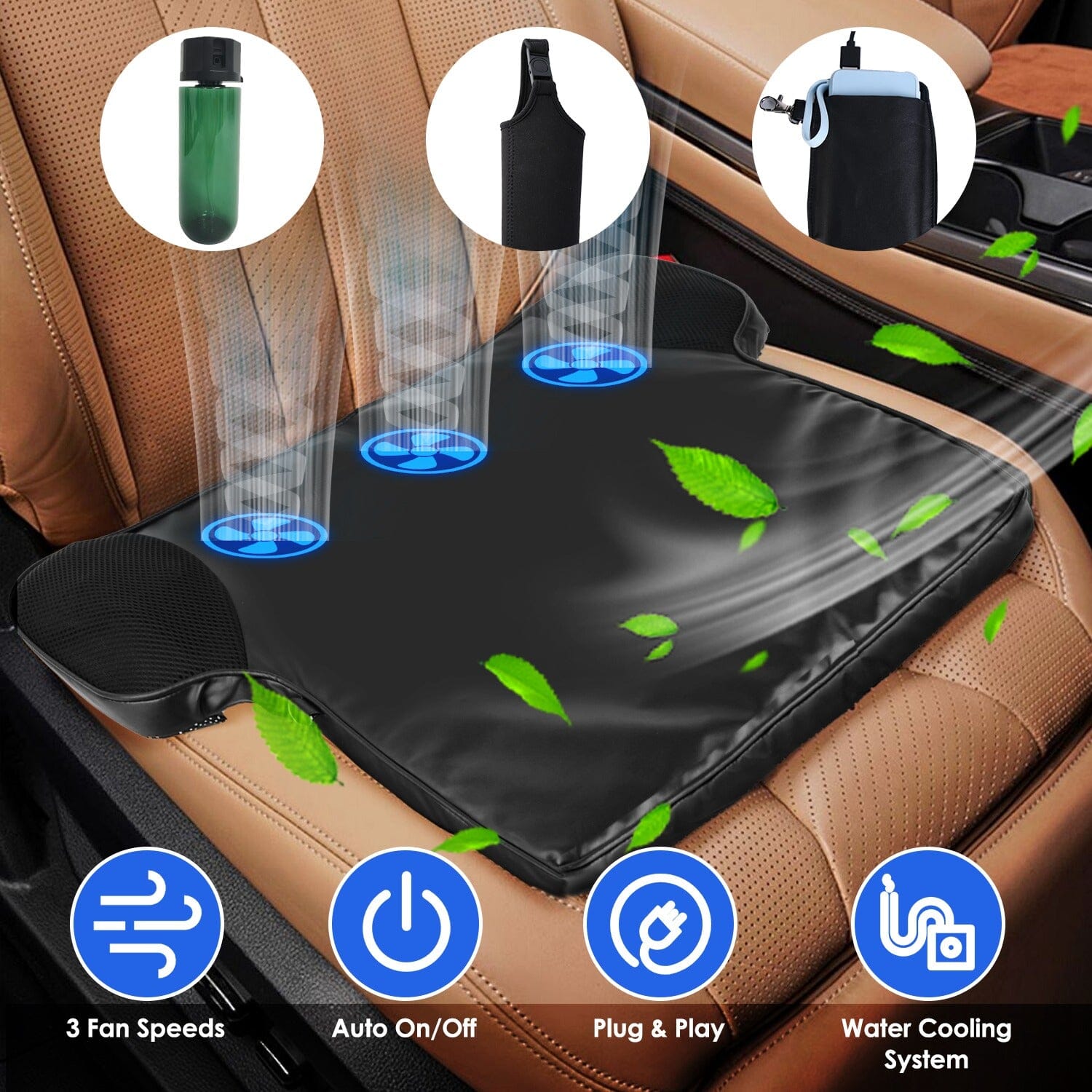 Summer Water Cooling System Seat Cushion with Fans 3 Speeds Quality Original