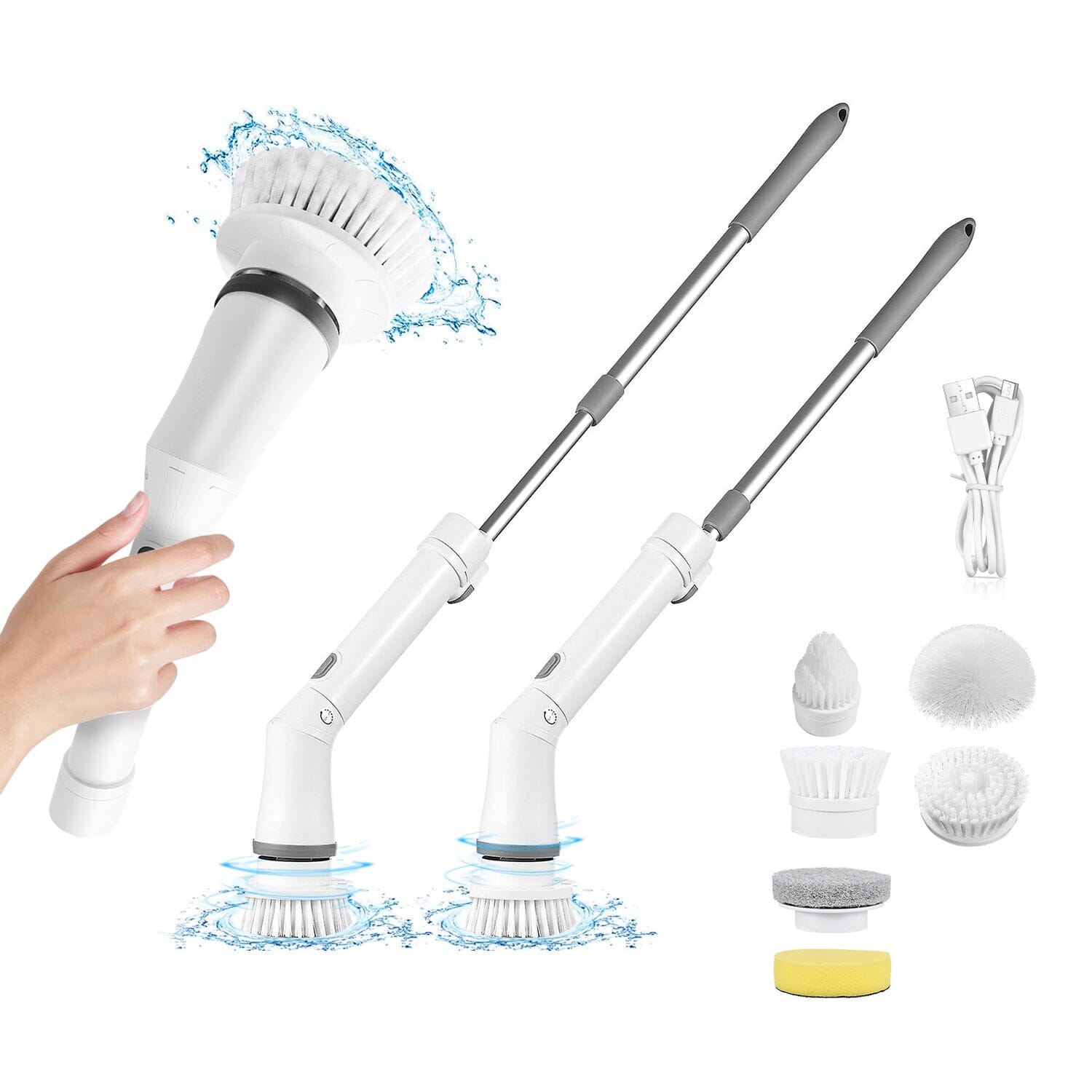 Rechargeable Telescopic Cleaning Brush 6 Replaceable Heads 2 Speed Adjustable Extension Arm Best Pices Cheap Pice