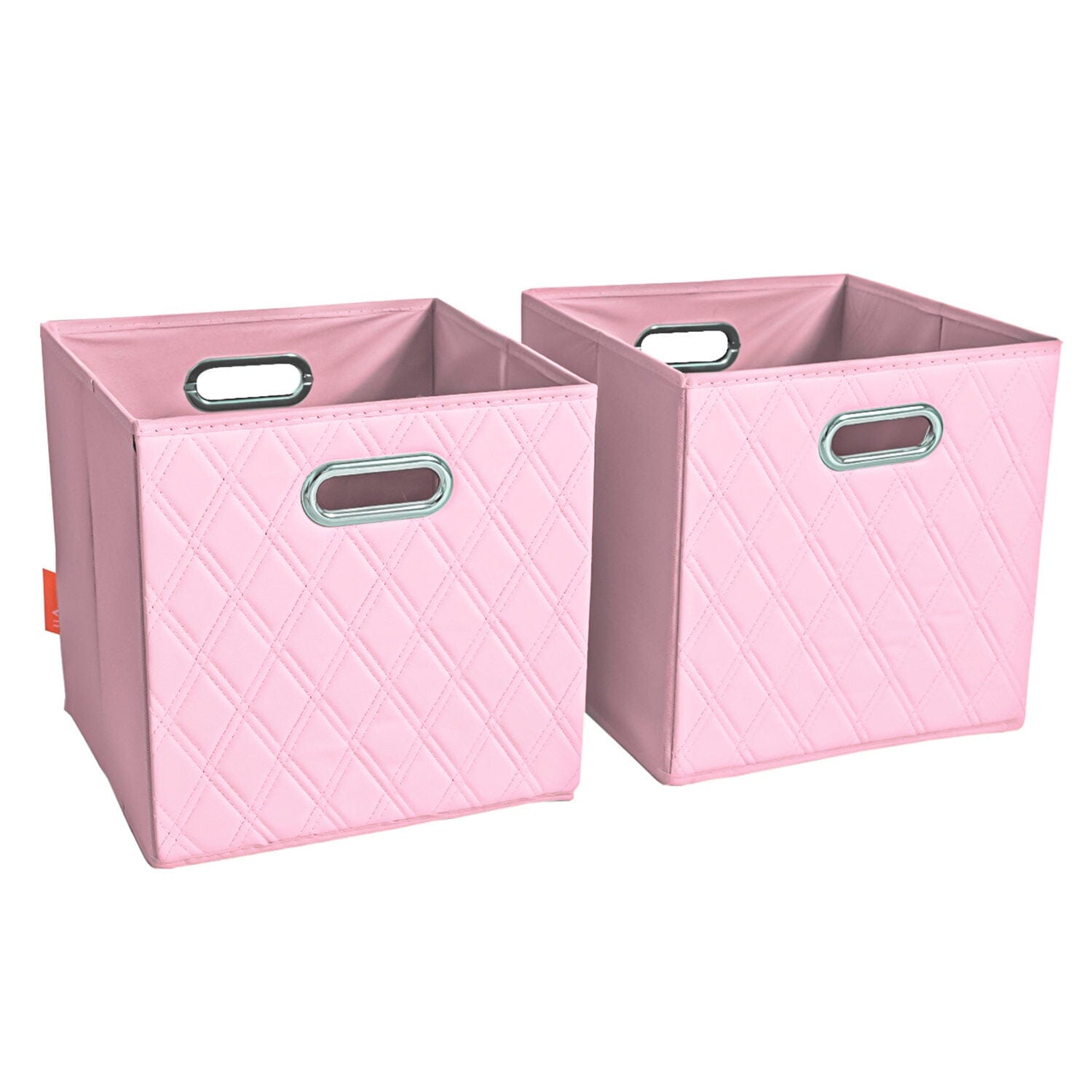 Set of 2: 11-13 Foldable Diamond Patterned Faux Leather Storage Cube Bins Discount Footaction