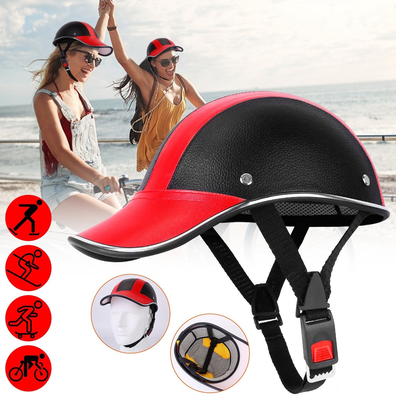 Baseball Cap Anti-UV Cycling Motorcycle Hat Leather Helmet Cost For Sale