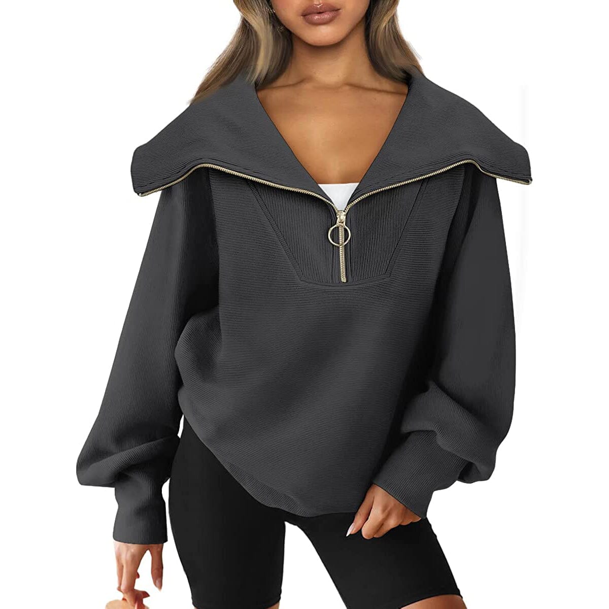 Womens Oversized Half Zip Pullover Sweatshirts Hoodie Cheap Pice Wholesale