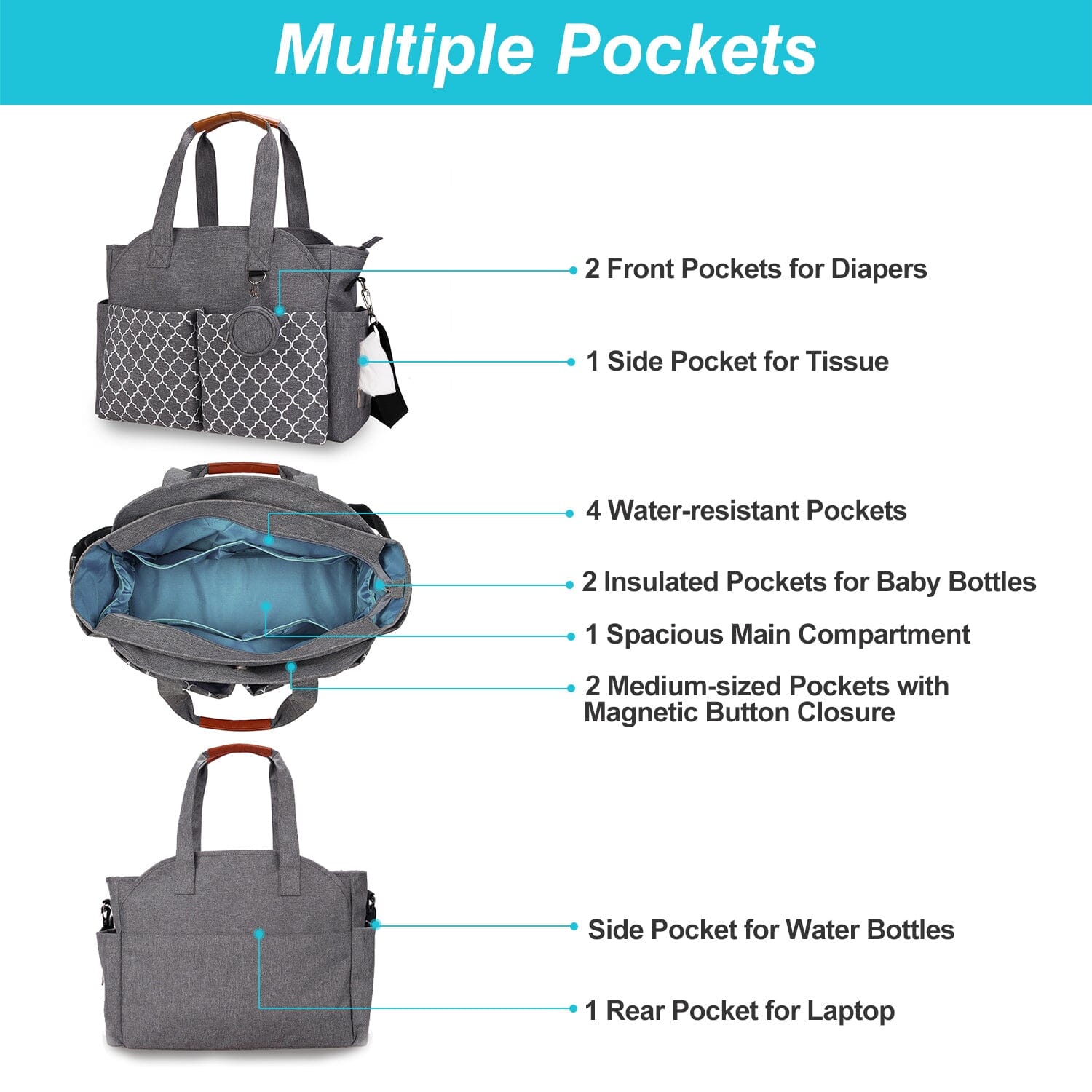 Multifunctional Diaper Changing Tote Bag with Adjustable Messenger Strap Outlet Locations Sale Online