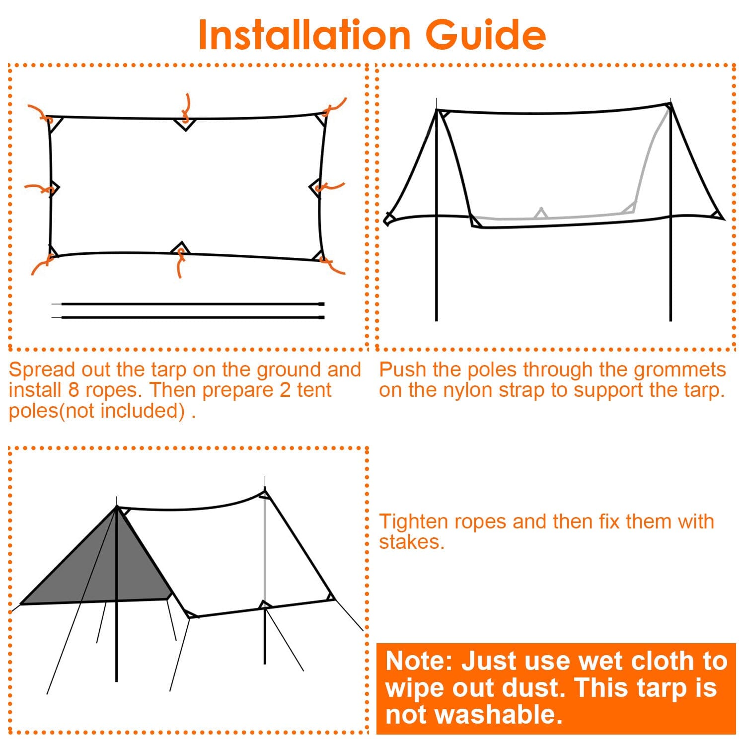 Waterproof Camping Tarp Kit Tent Canopy Awning Portable Rain Fly Best