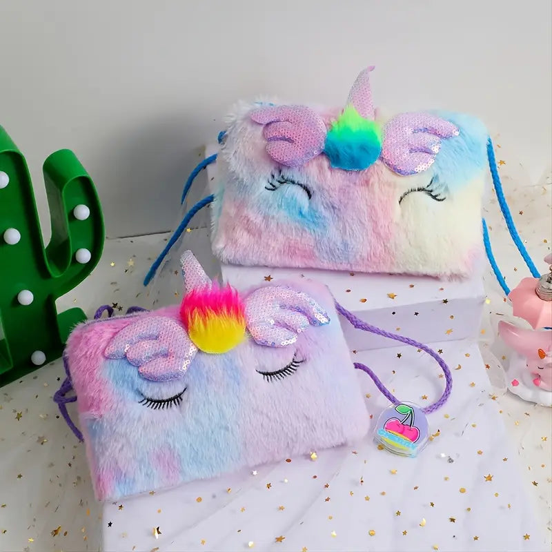 Girls Cute Sequin Plush Unicorn Tie Dye Bag Cheap Sale Store