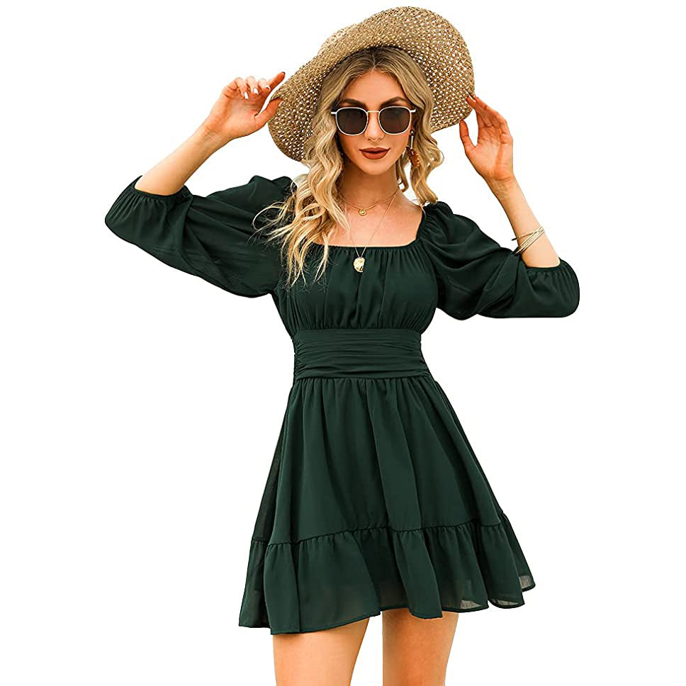 Women's Lantern Sleeve Tie Back Mini Dress Authentic Online