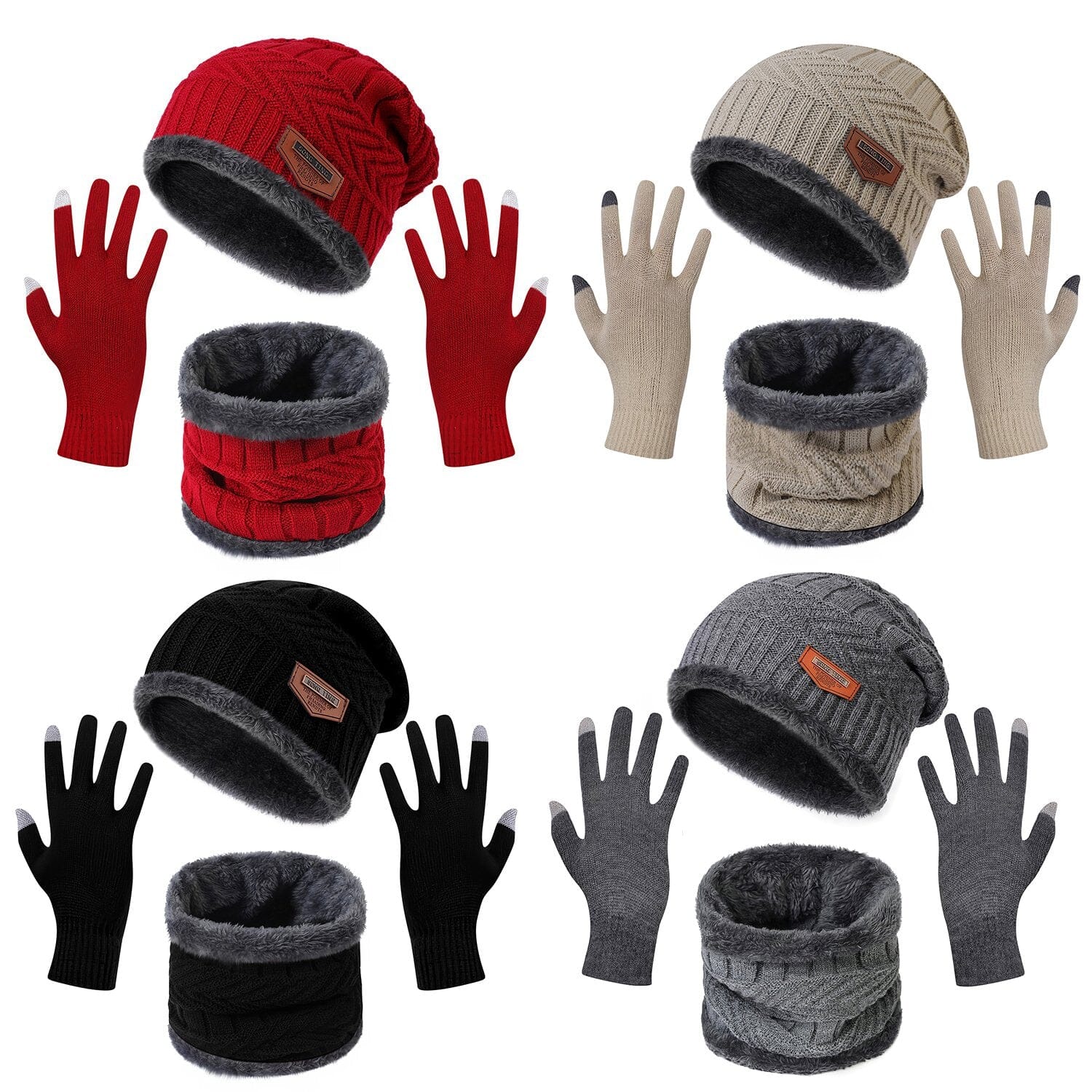 Winter Warm Beanie and Touch Screen Gloves Scarfs Set New Arrival Cheap Online