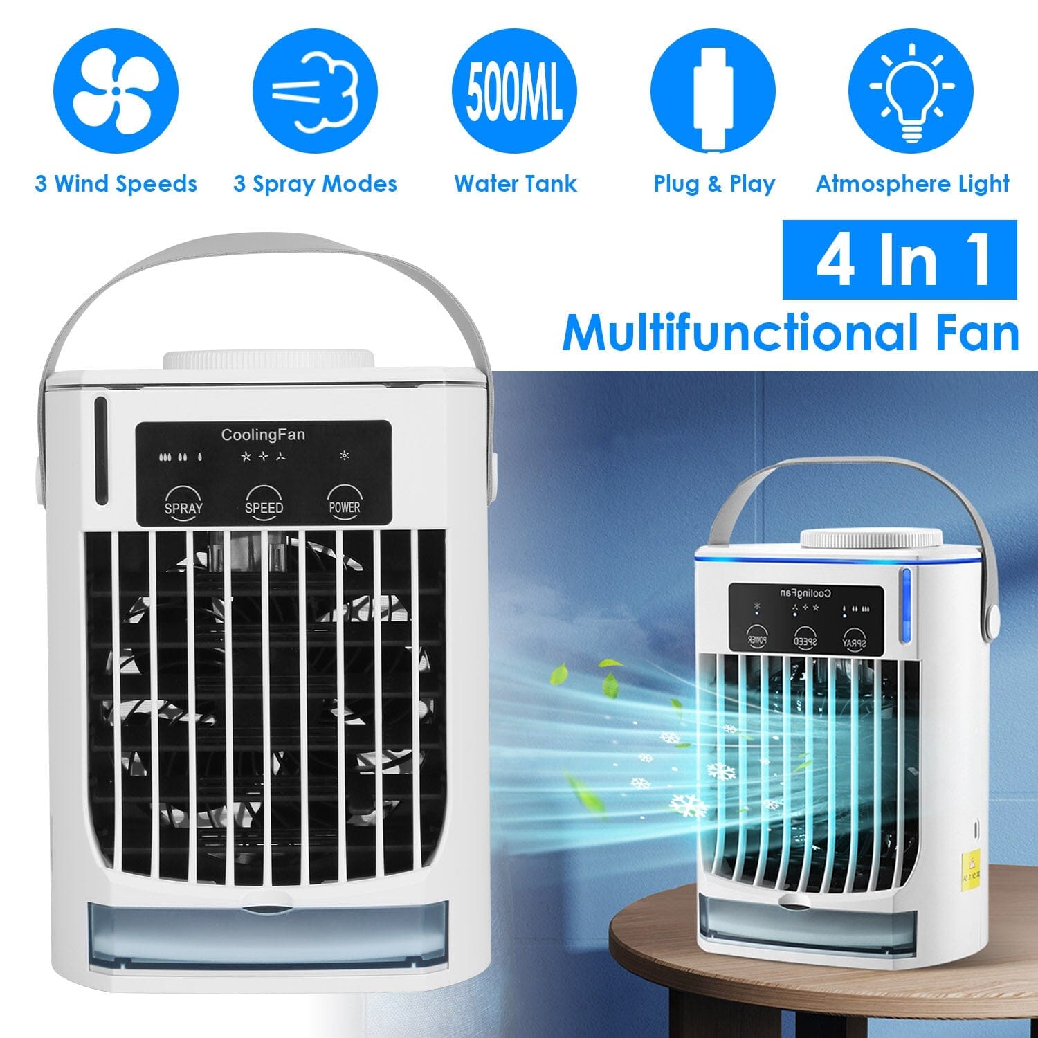 Portable Air Conditioner Fan Evaporative Humidifier 3 Speed Spray Cheap Sale Good Selling