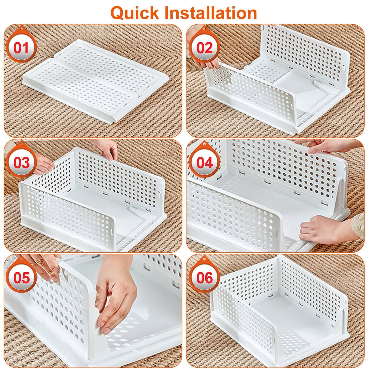 4-Packs: Plastic Storage Box Closet Organizer Foldable Storage with Slide Rail Push-Pull 2025 New