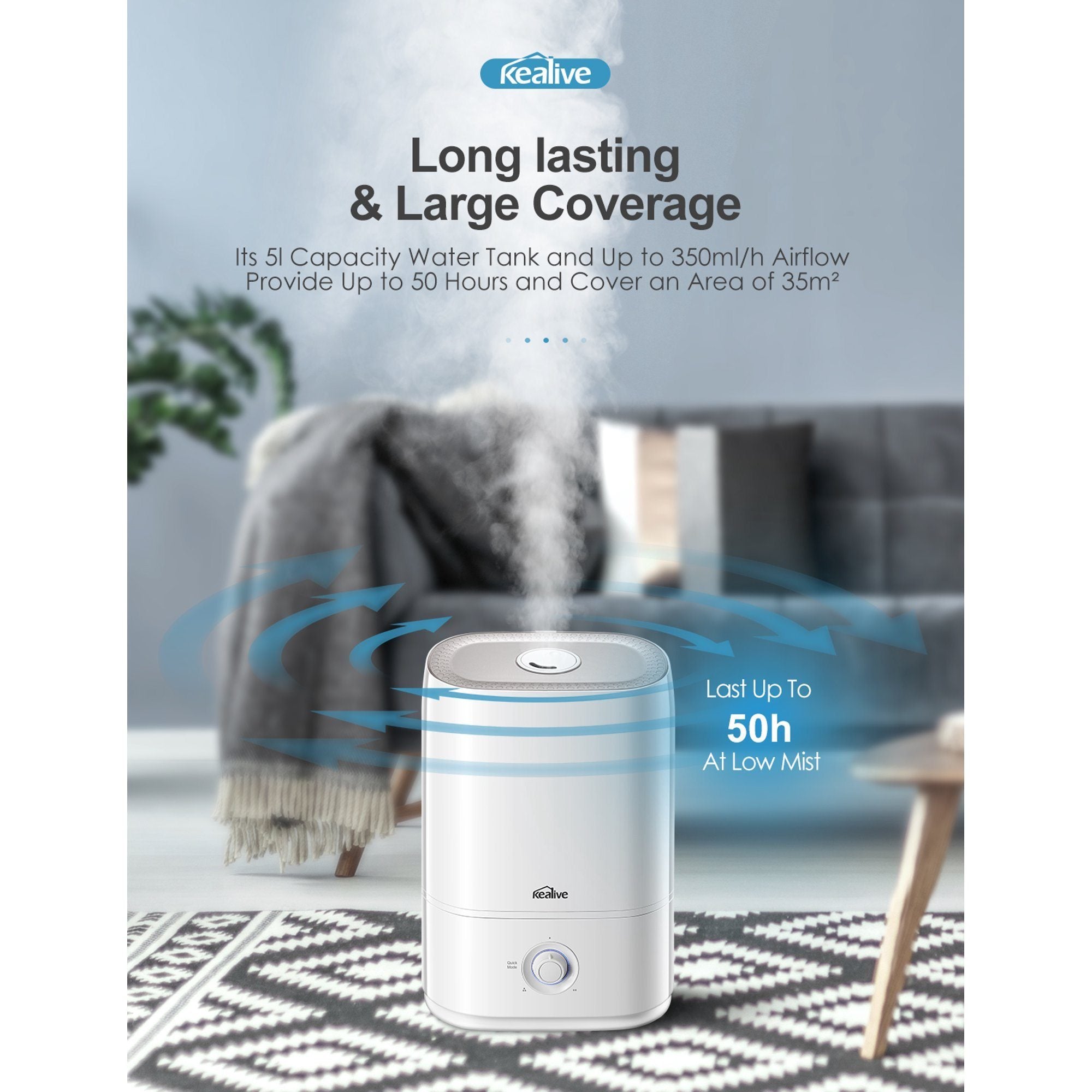 Kealive Cool Mist Humidifier Free Shipping 2025 Unisex