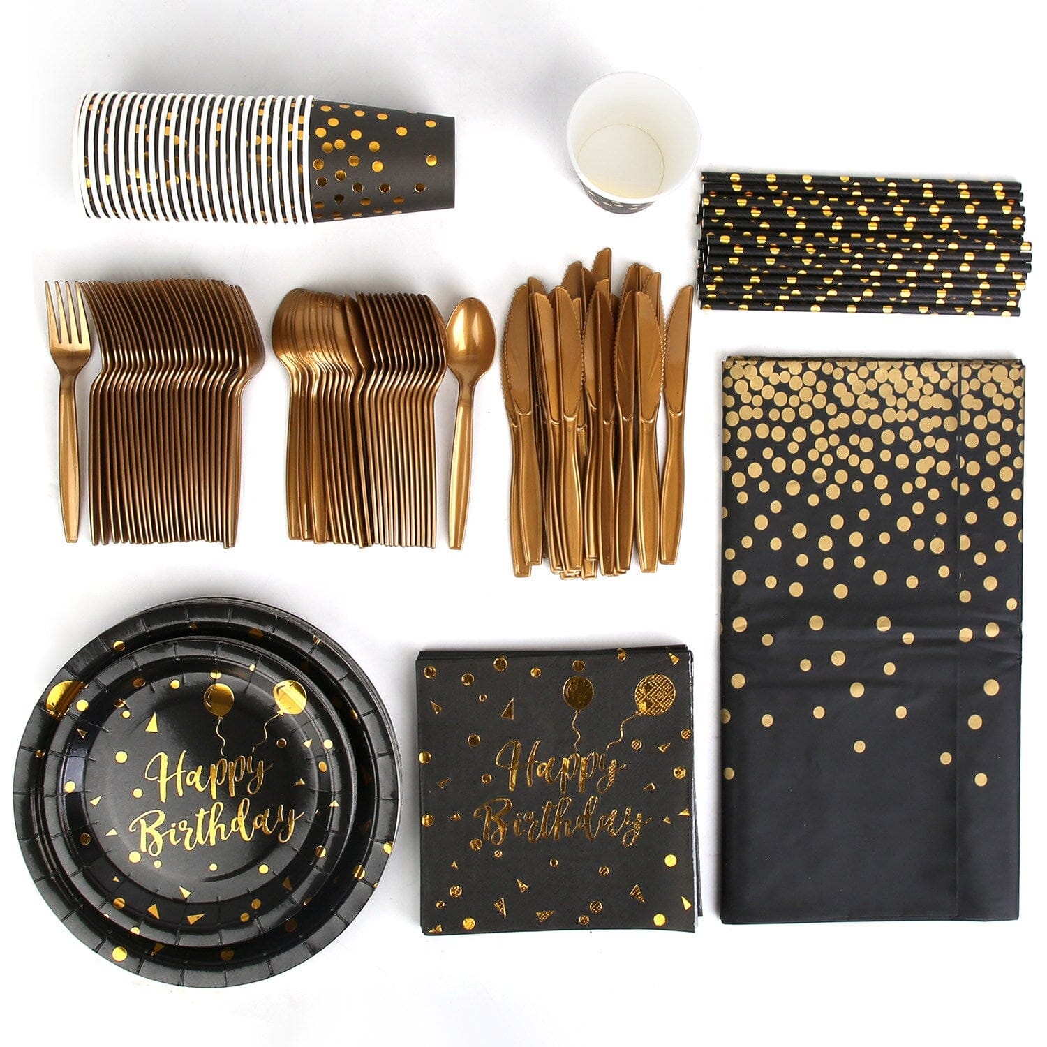 201 Pieces: Black Gold Disposable Dinnerware Set Cheapest Pice For Sale