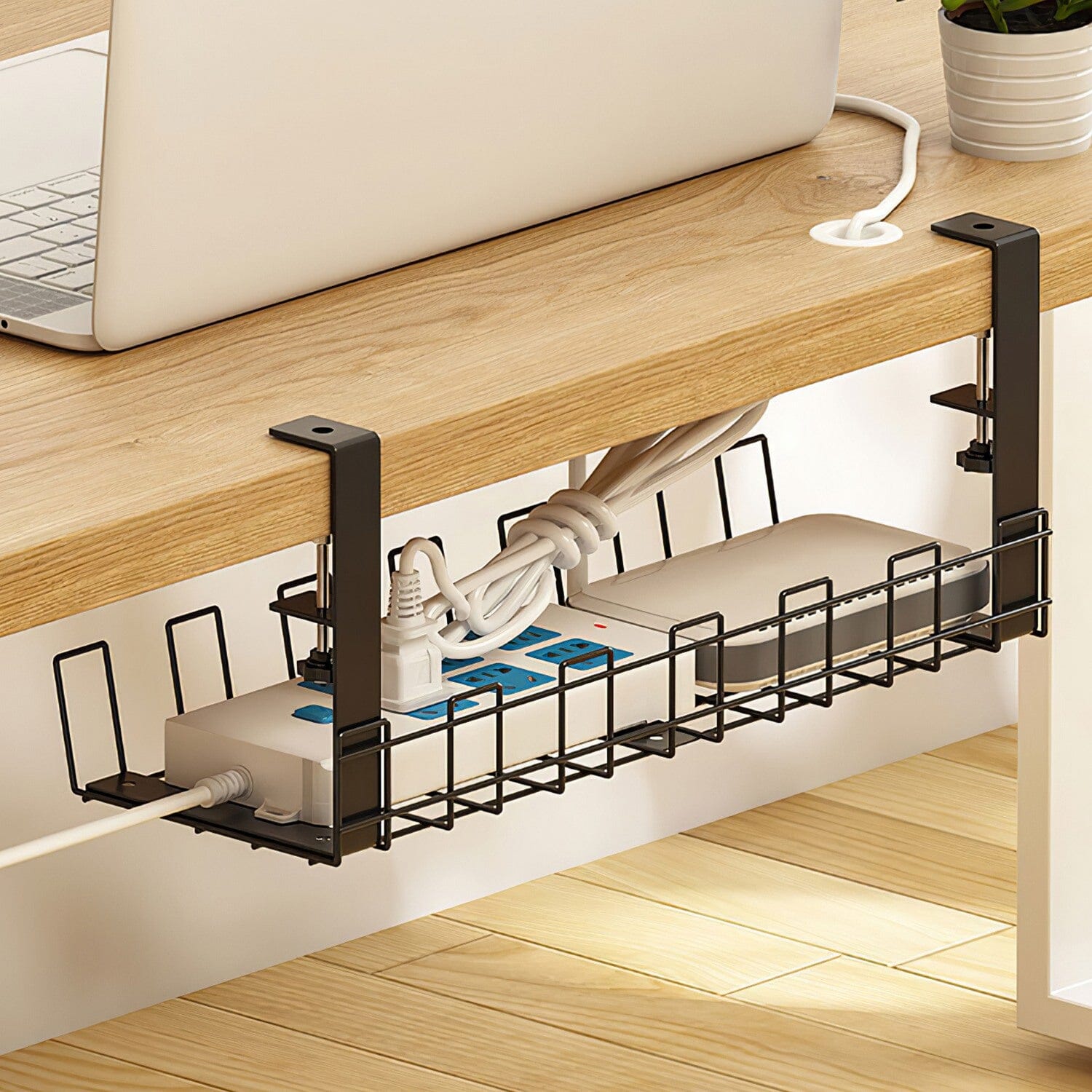 Under Desk Cable Management Tray 15.2in No Drill Desk Cable Cord Organizer Professional Cheap Pice