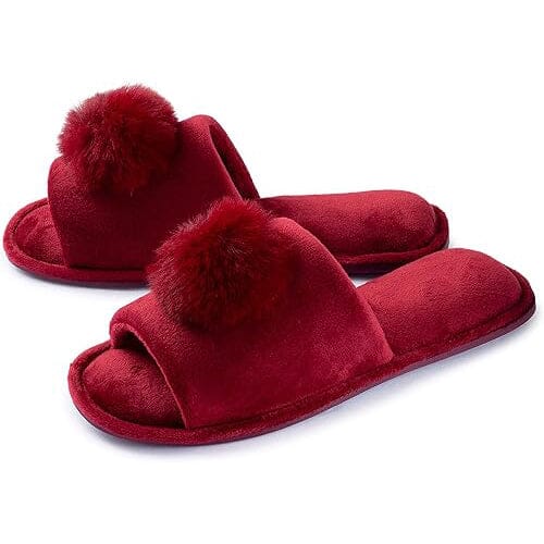 Roxoni Women's Slippers Lovely Velvet Pom-Pom Open Toe House Slides Cheap Sale Pick A Best