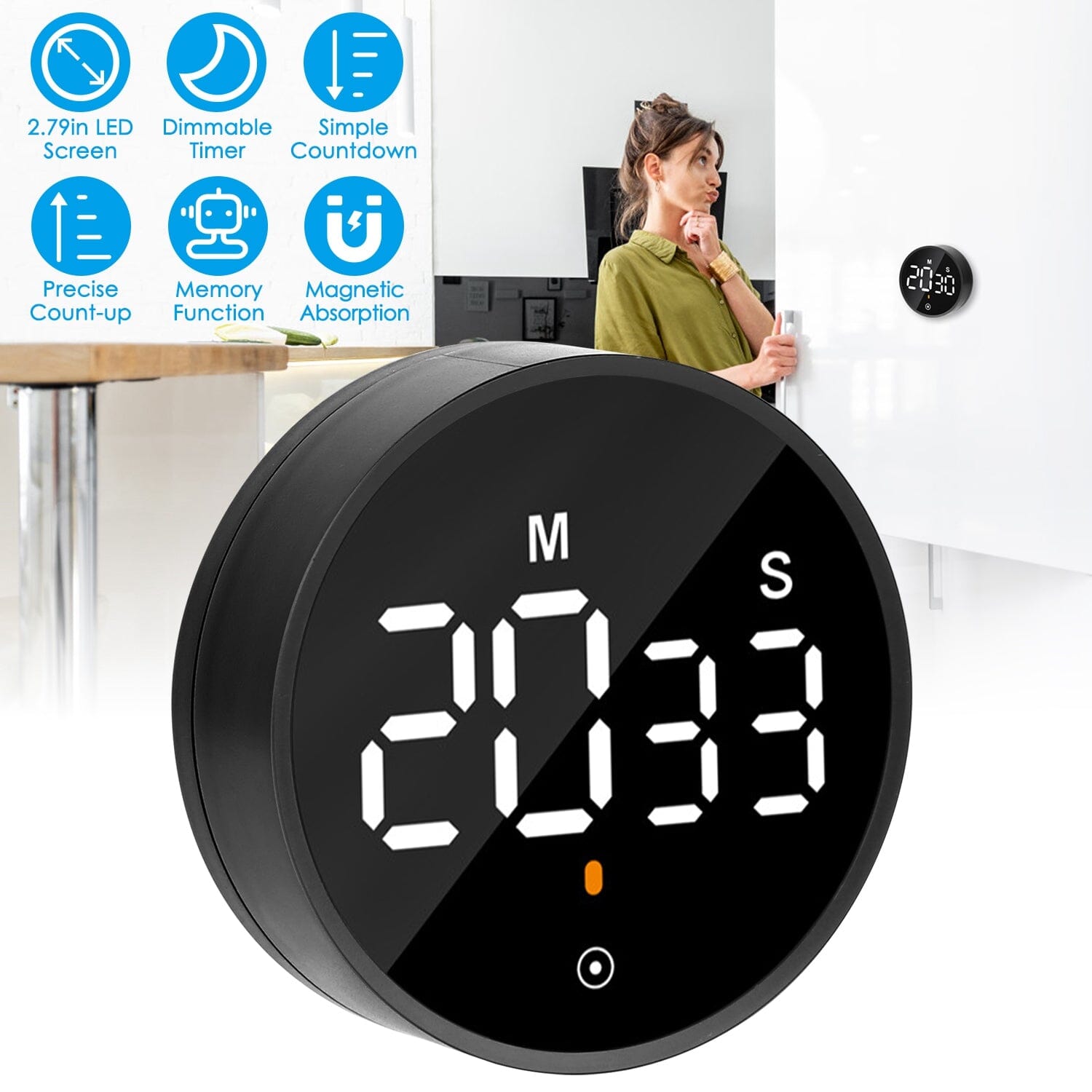 2.79 LED Digital Electronic Countdown Timer Dimmable Mutable Magnetic Clock Perfect Sale Online