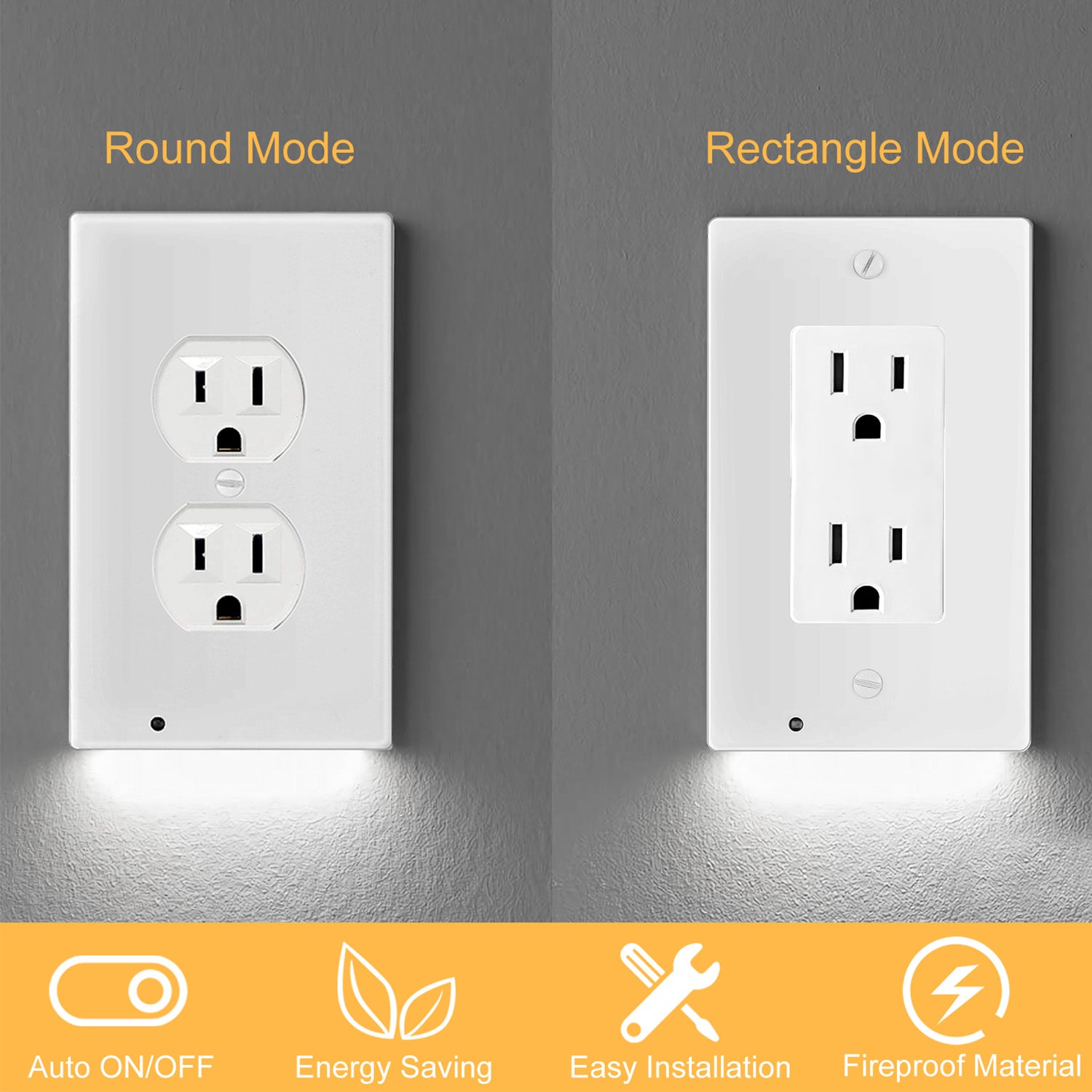 US Wall Outlet Cover Wall Plate with 3-LED Dusk To Down Sensor Night Lights For Sale Online