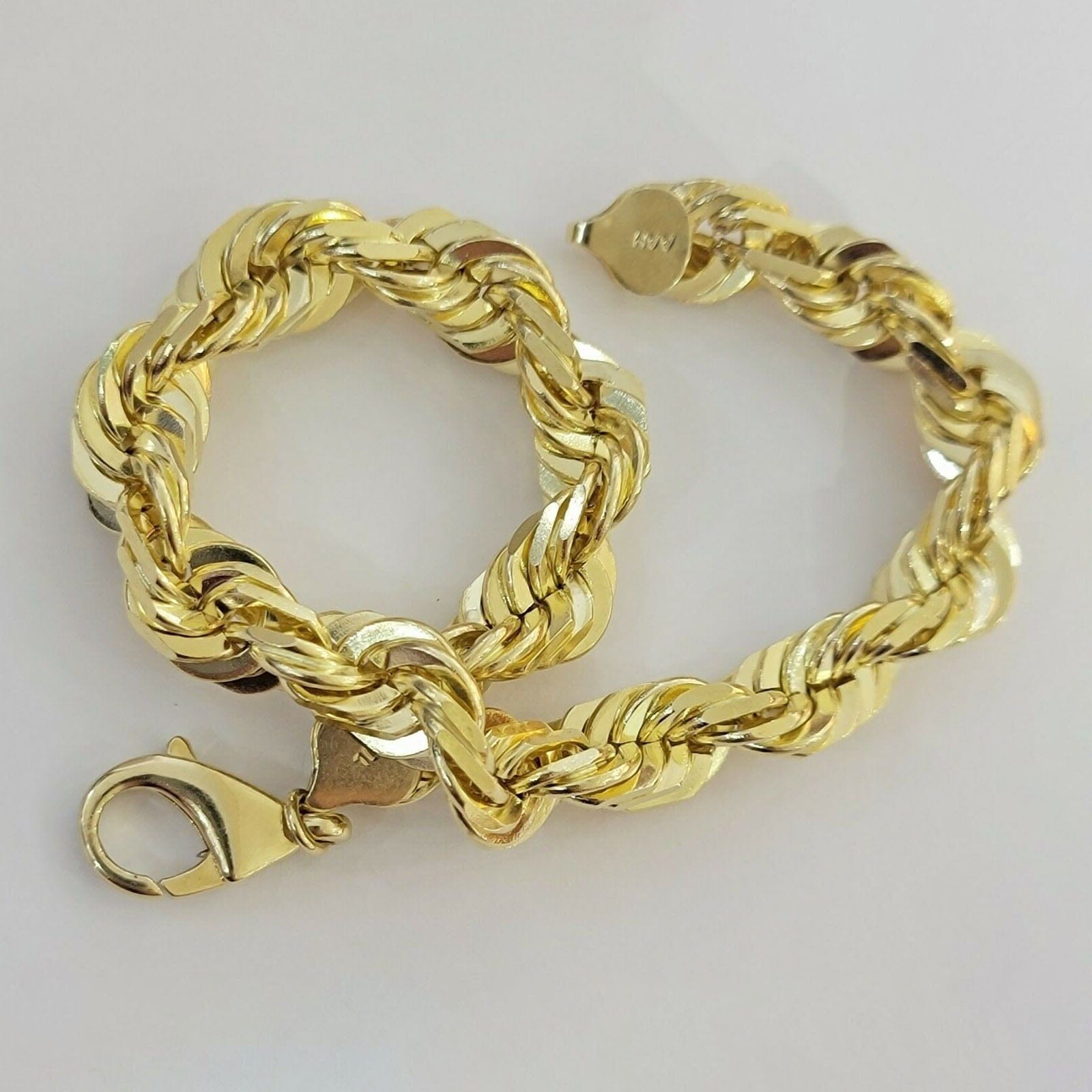 10K Solid Yellow Gold 8 6MM Rope Bracelet Free Shipping Big Discount