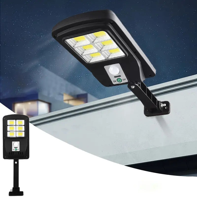 COB Solar Street Lights Remote Control Motion Sensor Security Wall Light with 3 Modes Countdown Package